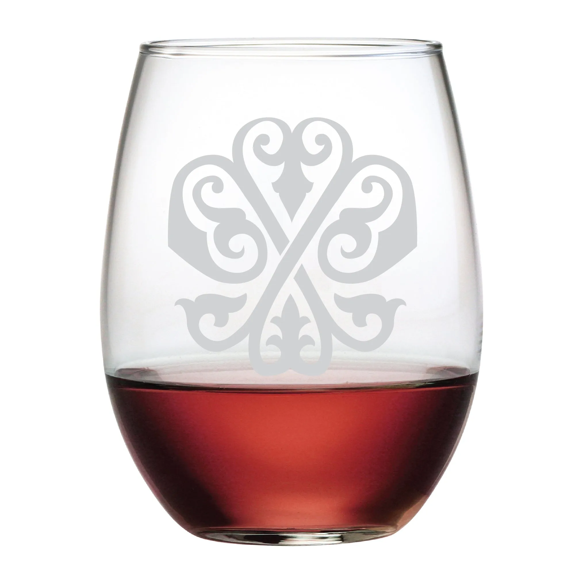 1-Letter Etched Initial Stemless Wine Glass