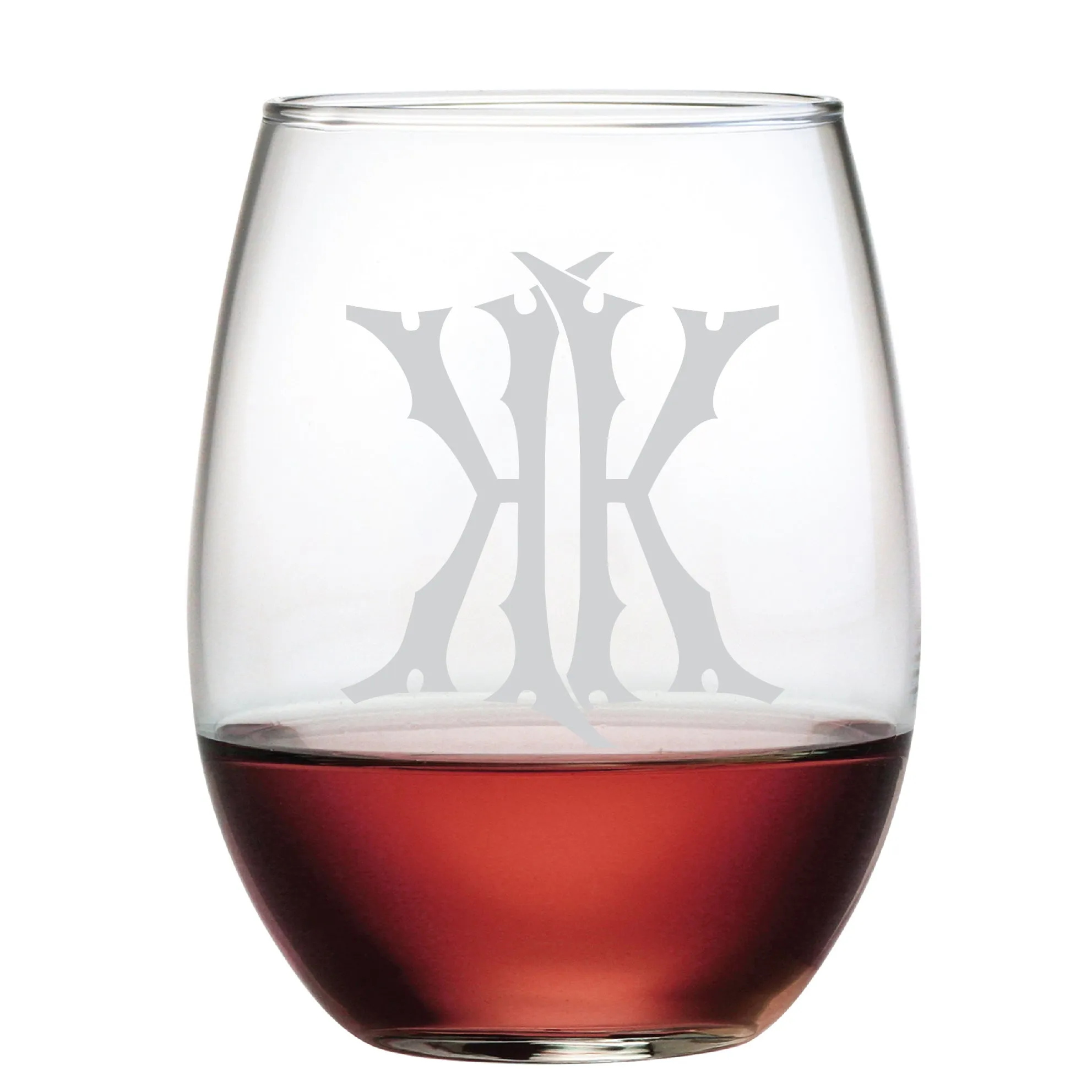 1-Letter Etched Initial Stemless Wine Glass