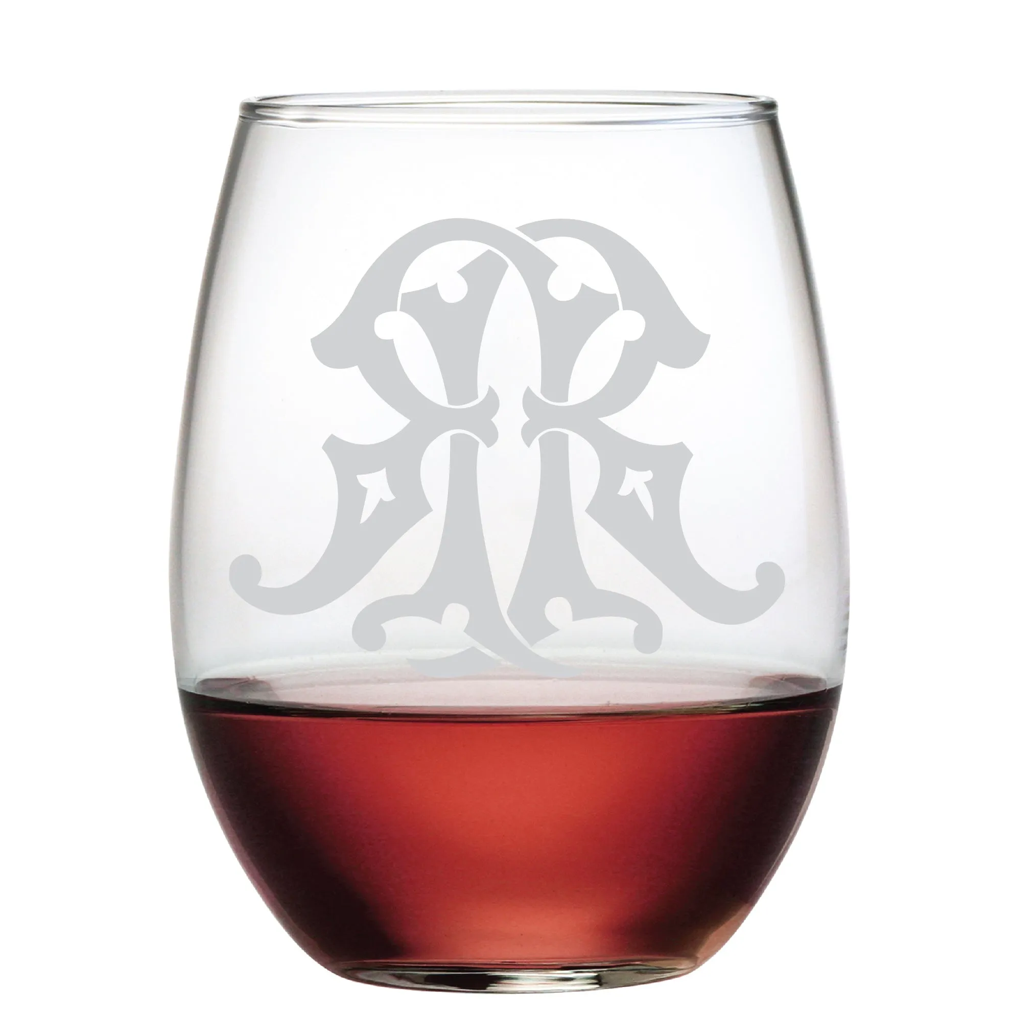 1-Letter Etched Initial Stemless Wine Glass