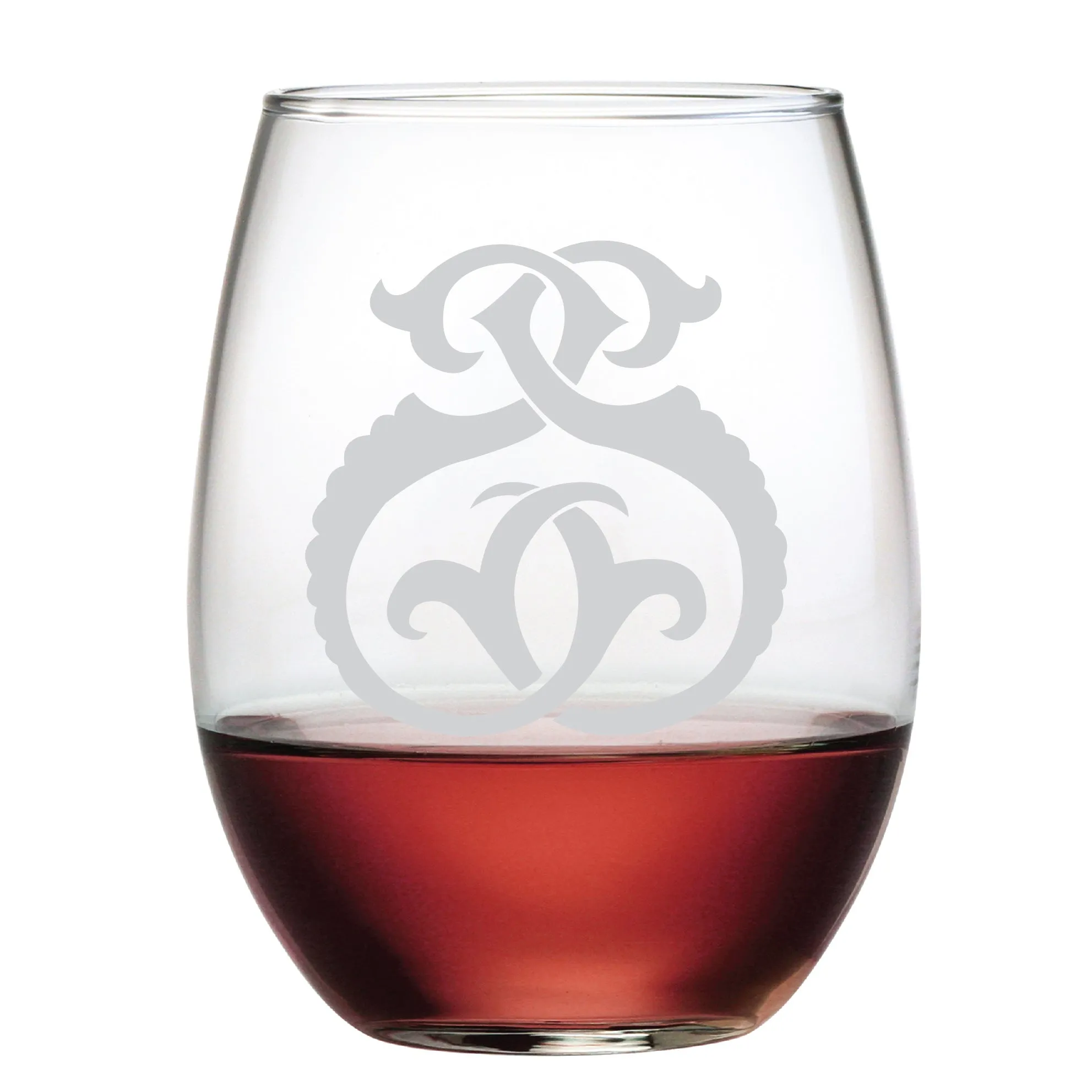 1-Letter Etched Initial Stemless Wine Glass