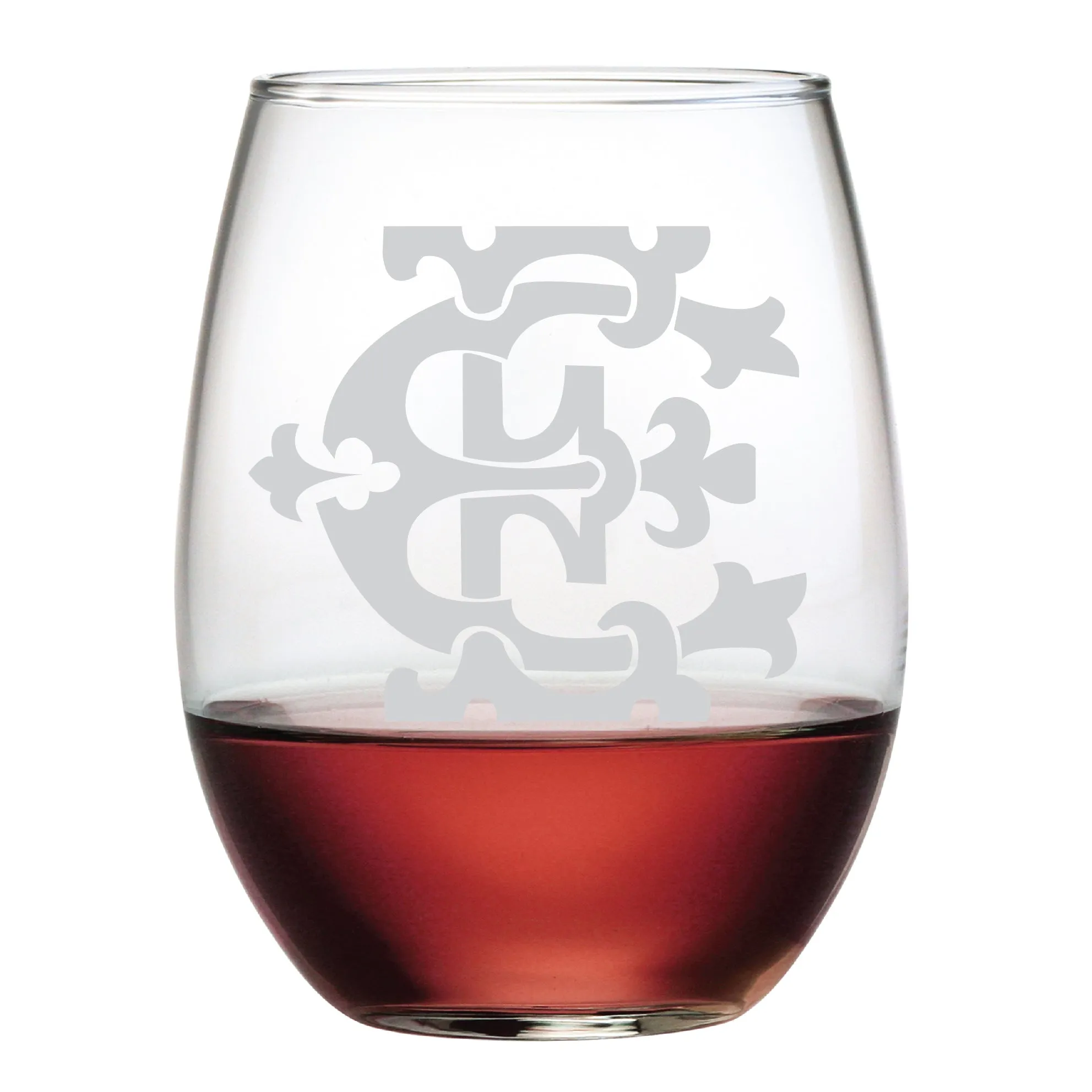 1-Letter Etched Initial Stemless Wine Glass