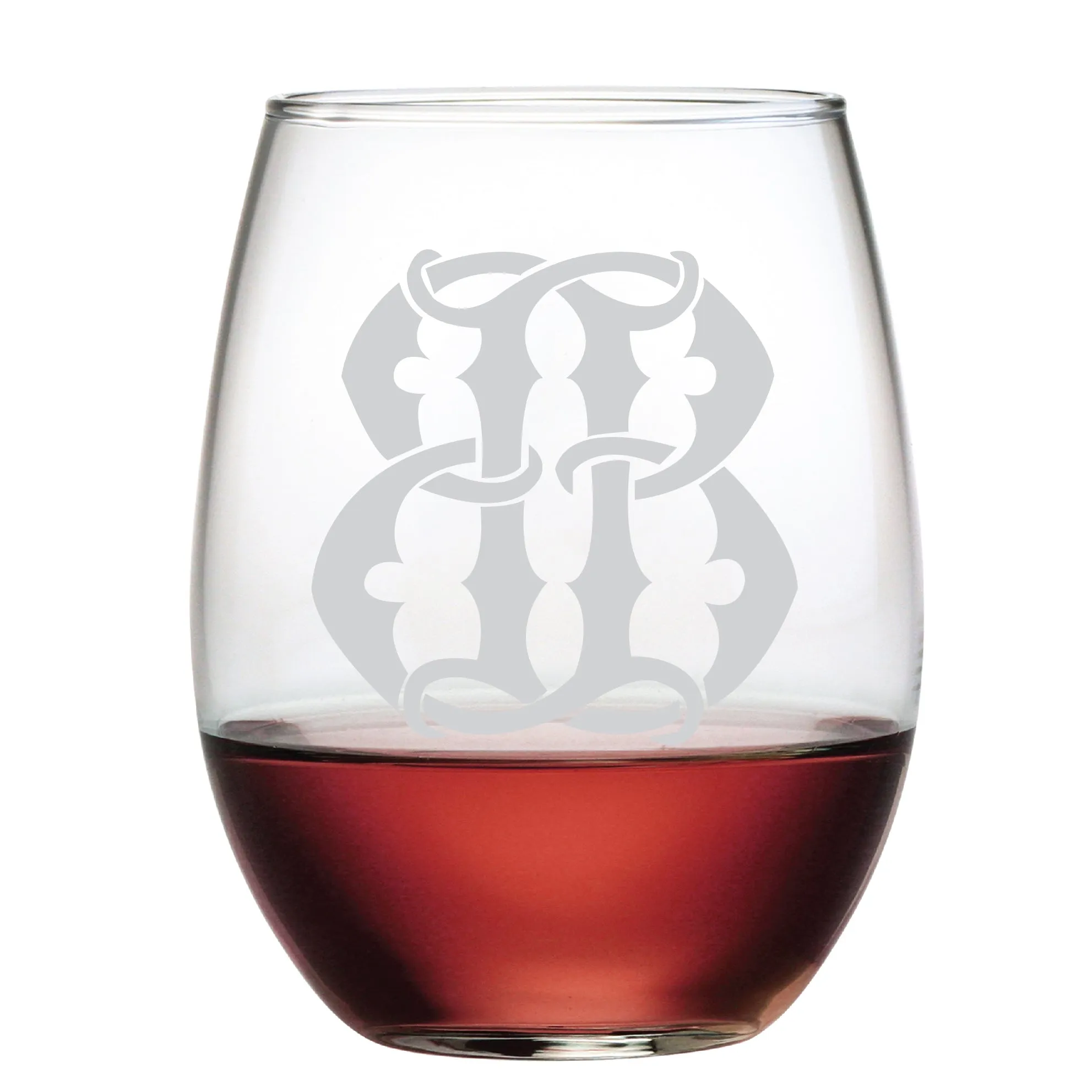 1-Letter Etched Initial Stemless Wine Glass