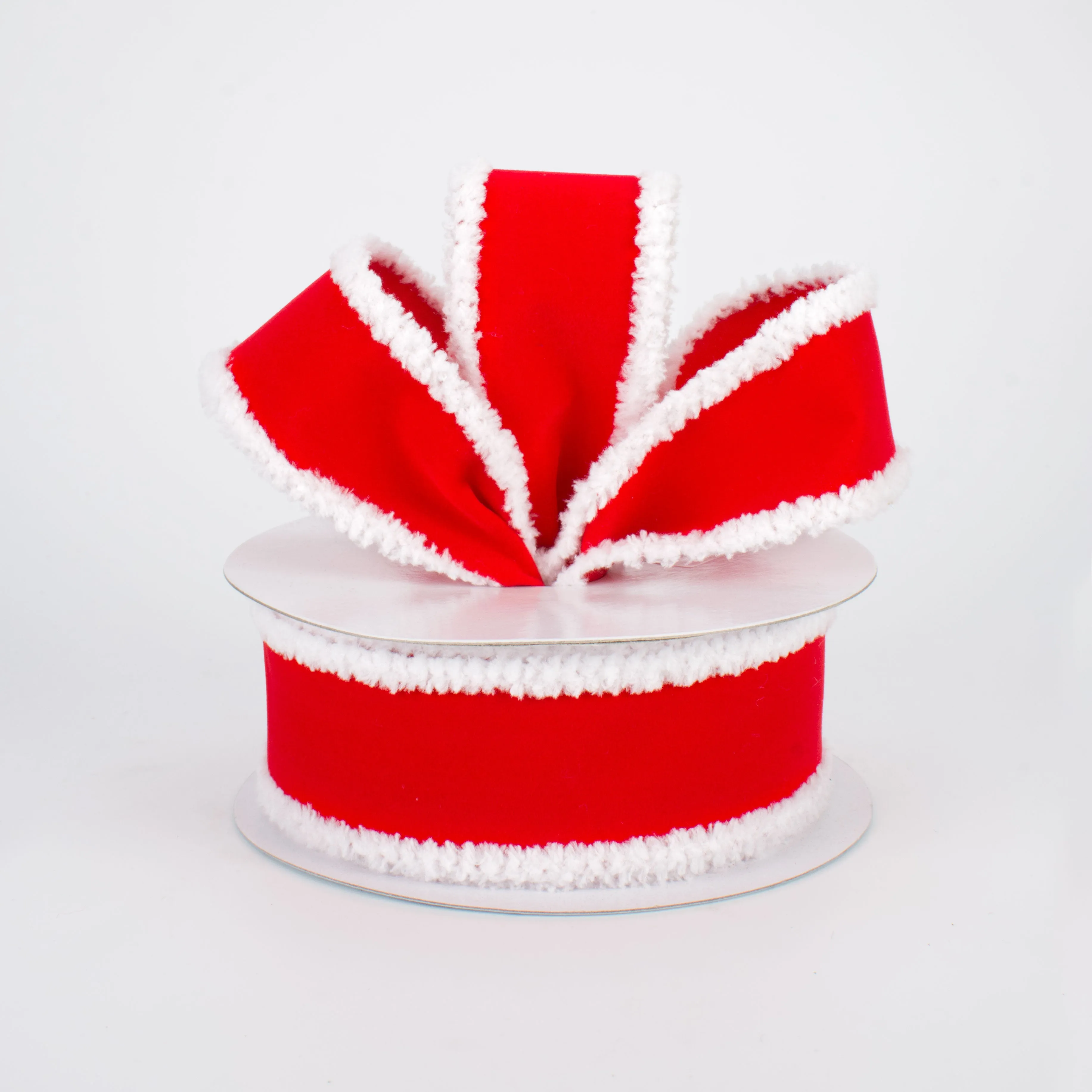 1.5" Chenille Edge Velvet Ribbon: Red (10 Yards)