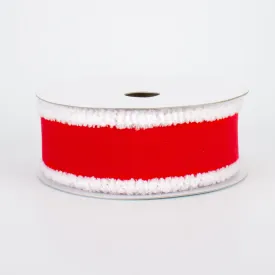 1.5" Chenille Edge Velvet Ribbon: Red (10 Yards)