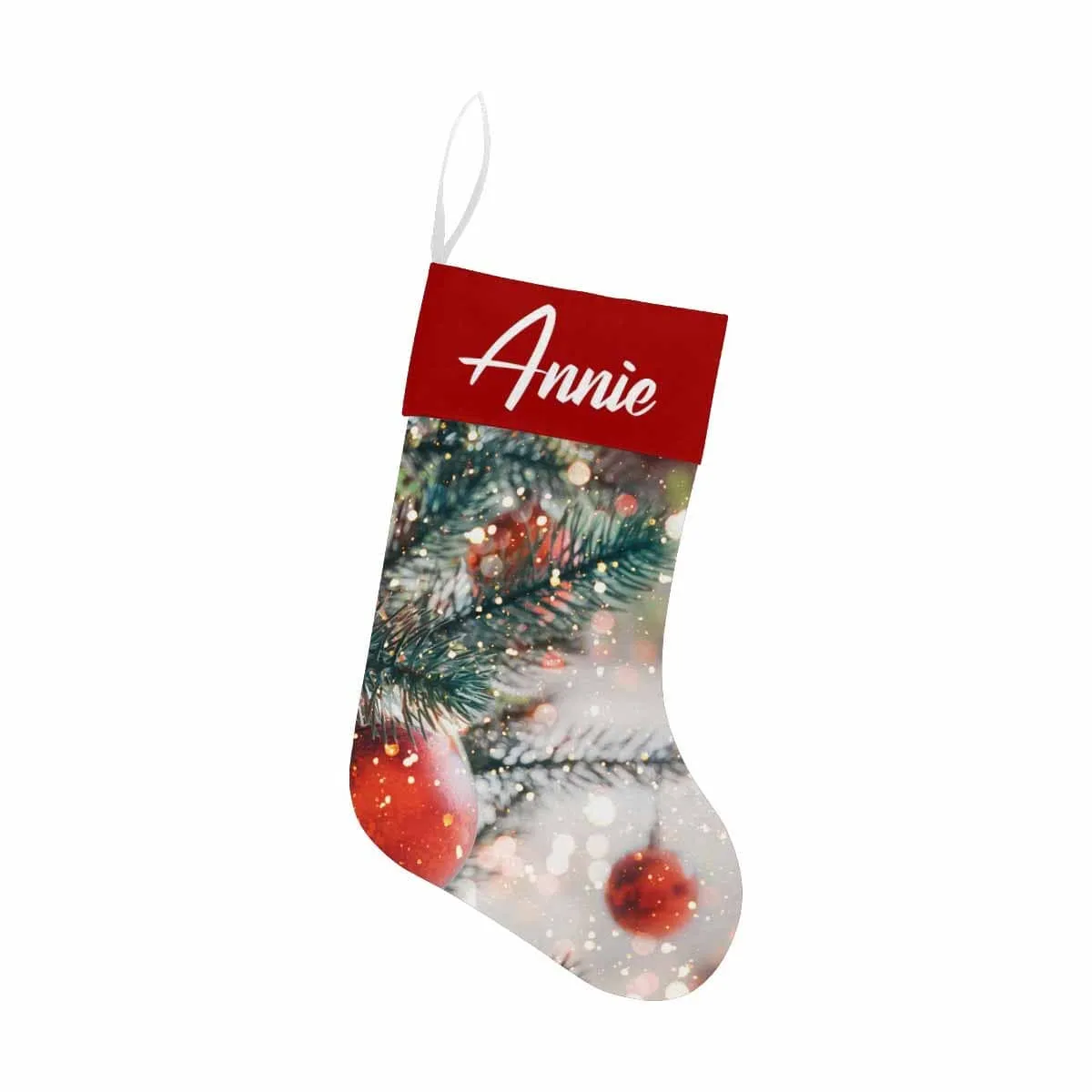17.52in(L) Super Size-Custom Name Christmas Tree Snow Christmas Stocking
