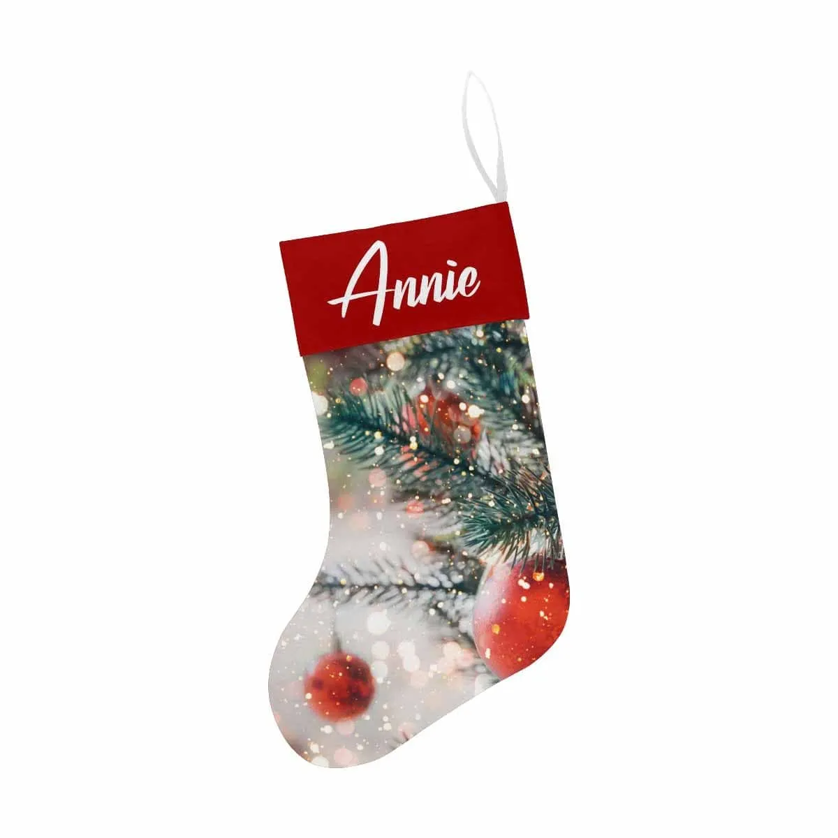 17.52in(L) Super Size-Custom Name Christmas Tree Snow Christmas Stocking