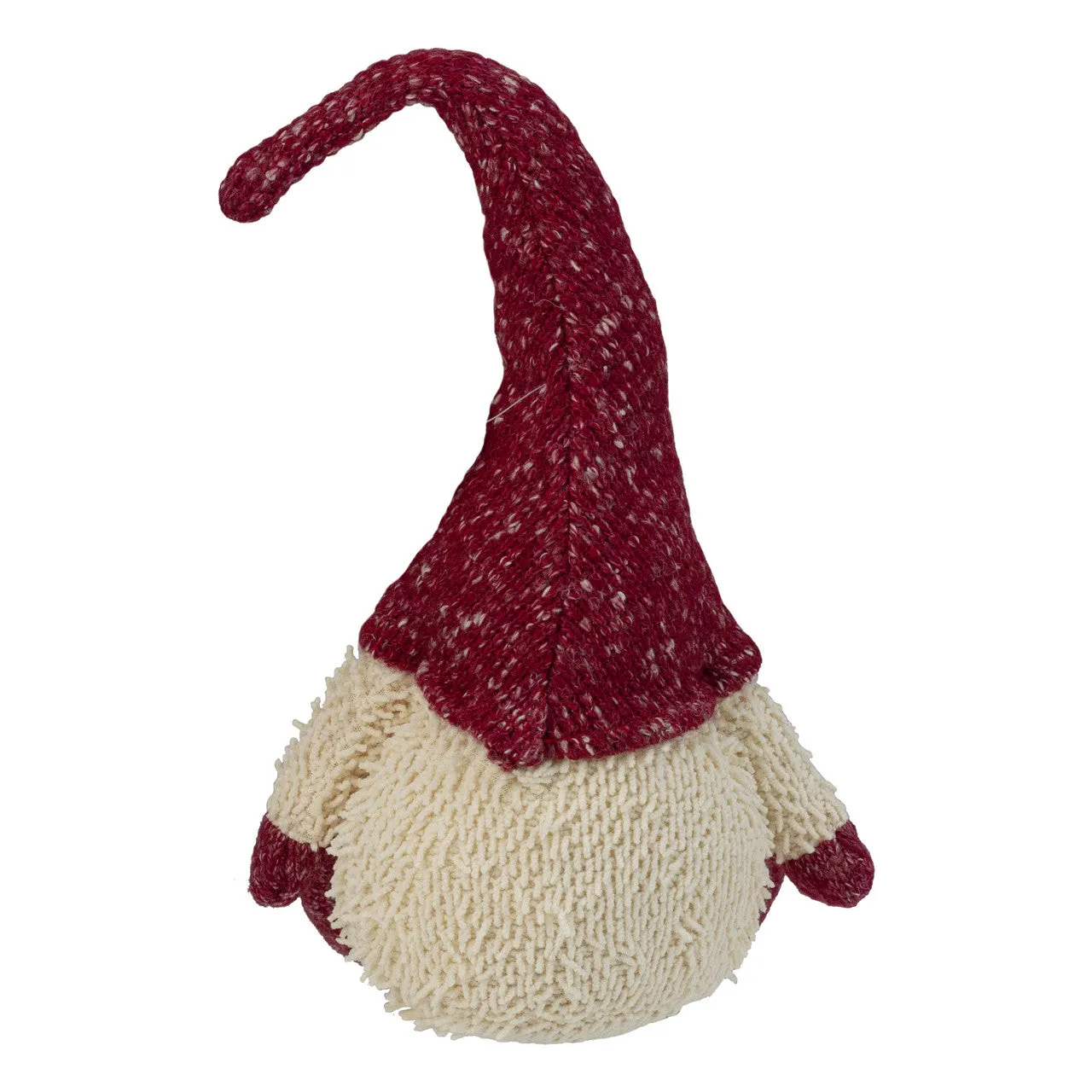 17" Ivory and Red Chubby Smiling Gnome Plush Tabletop Christmas Decoration