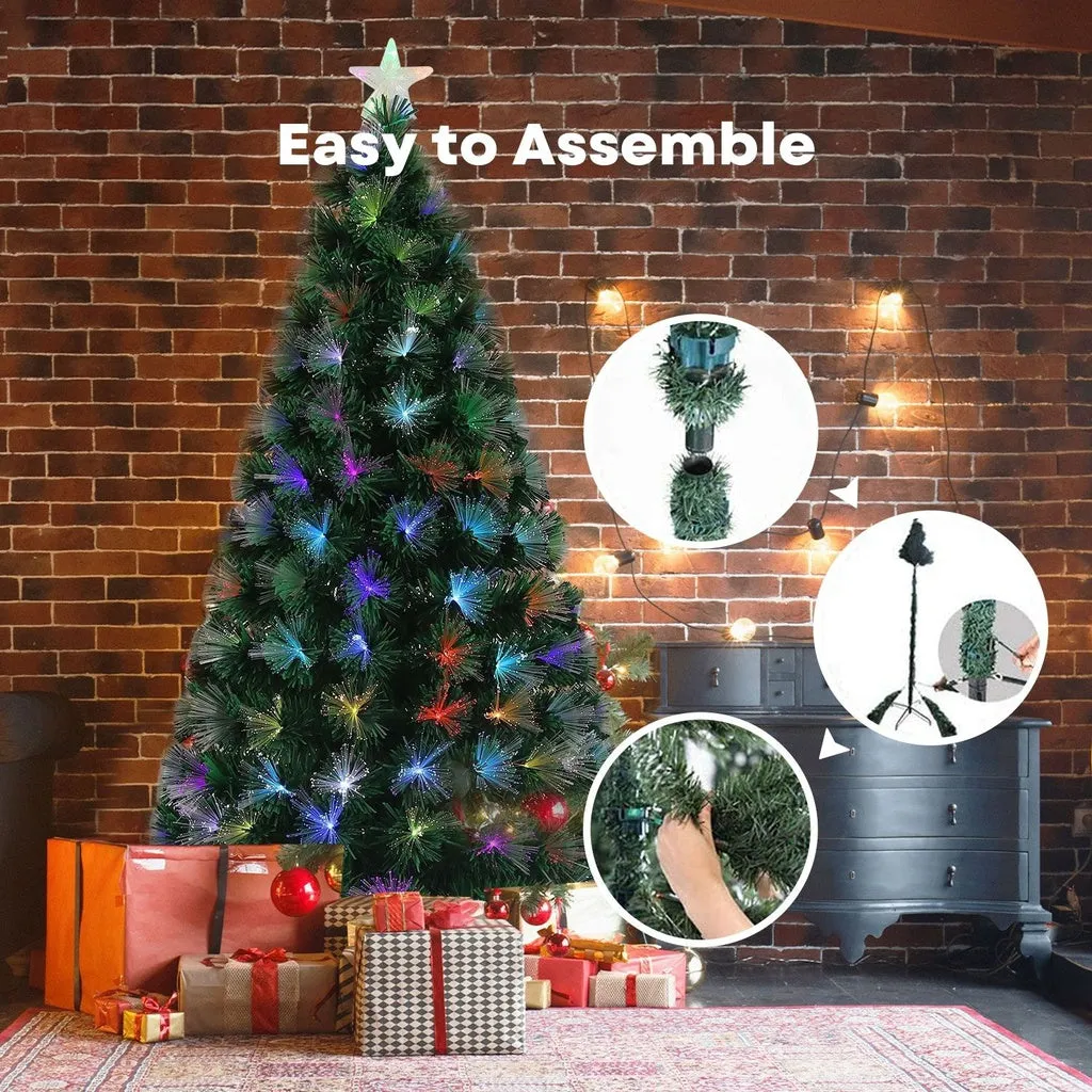 1.8m Fiber Optic Artificial Christmas Tree PVC Metal Base