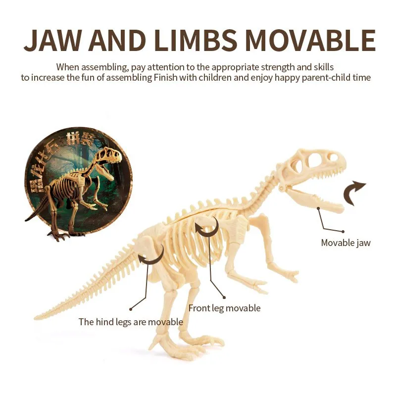 1pcs Children Fossil Excavation Dinosaur Egg Set Jurassic Animal DIY Dinosaur Skeleton Fossil Assembly Model Toy Set