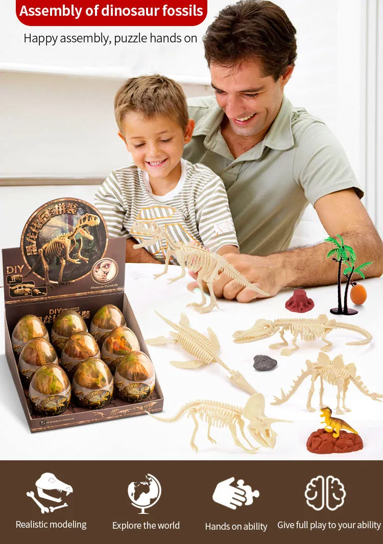 1pcs Children Fossil Excavation Dinosaur Egg Set Jurassic Animal DIY Dinosaur Skeleton Fossil Assembly Model Toy Set