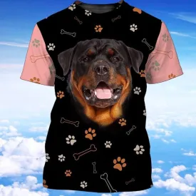 3D Dog T Shirts, Pink Rottweiler All Over Print T-Shirt, Gift For Pet Loves