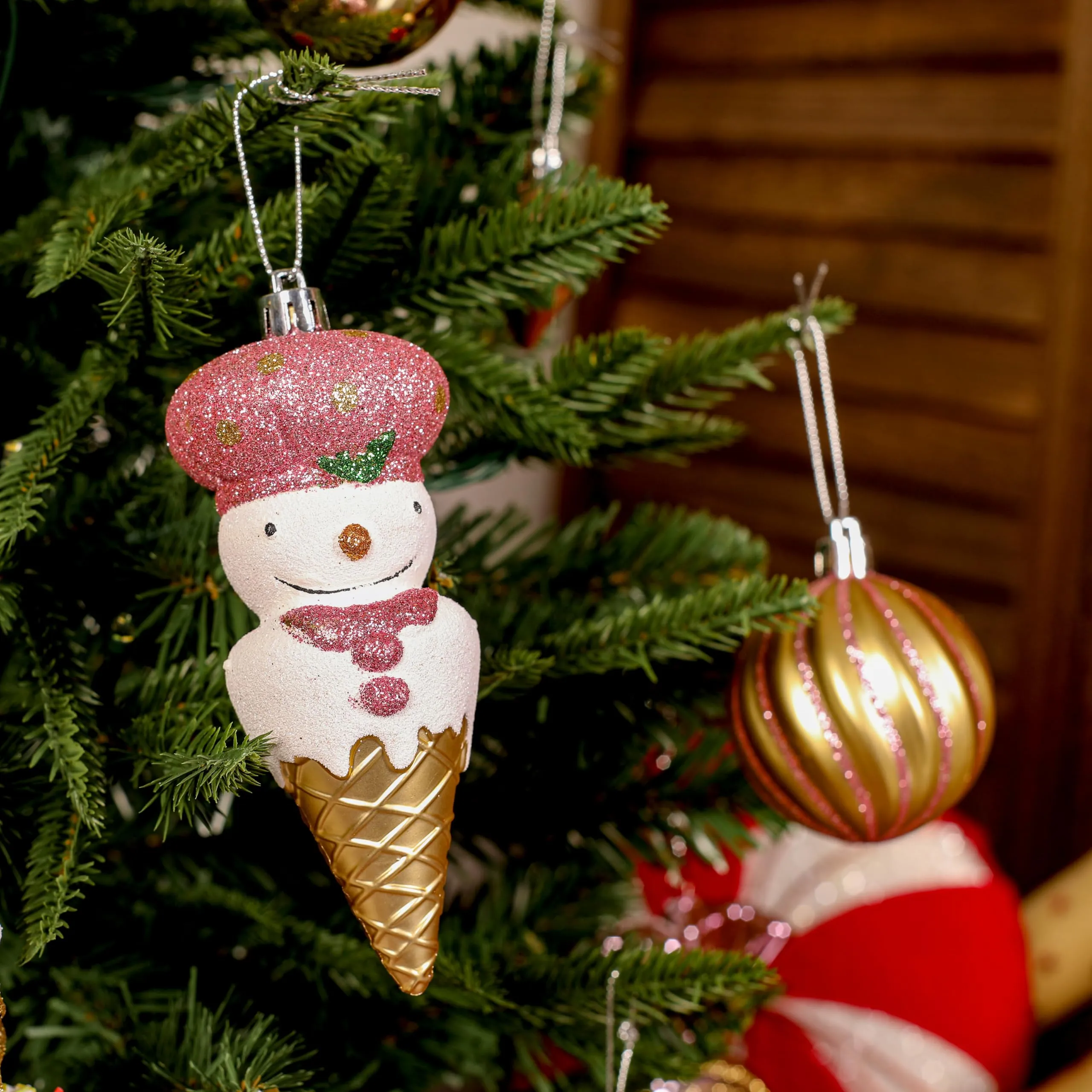 86pcs Gold & Pink Christmas Tree Balls Ornaments
