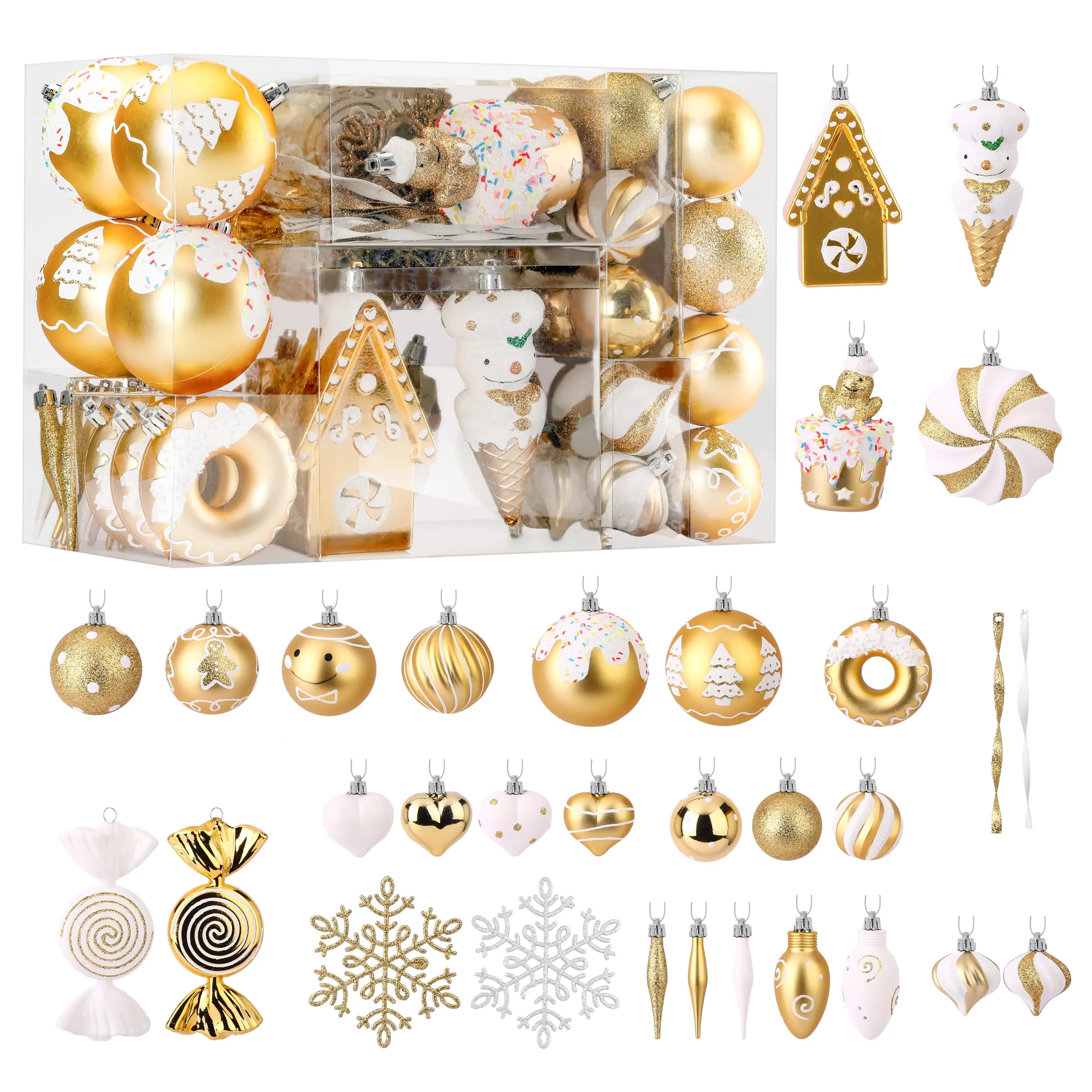 86pcs Gold & White Christmas Tree Balls Ornaments