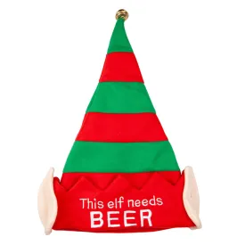 Adults Christmas Hat This Elf Needs Slogan Jingle Bell Red Green