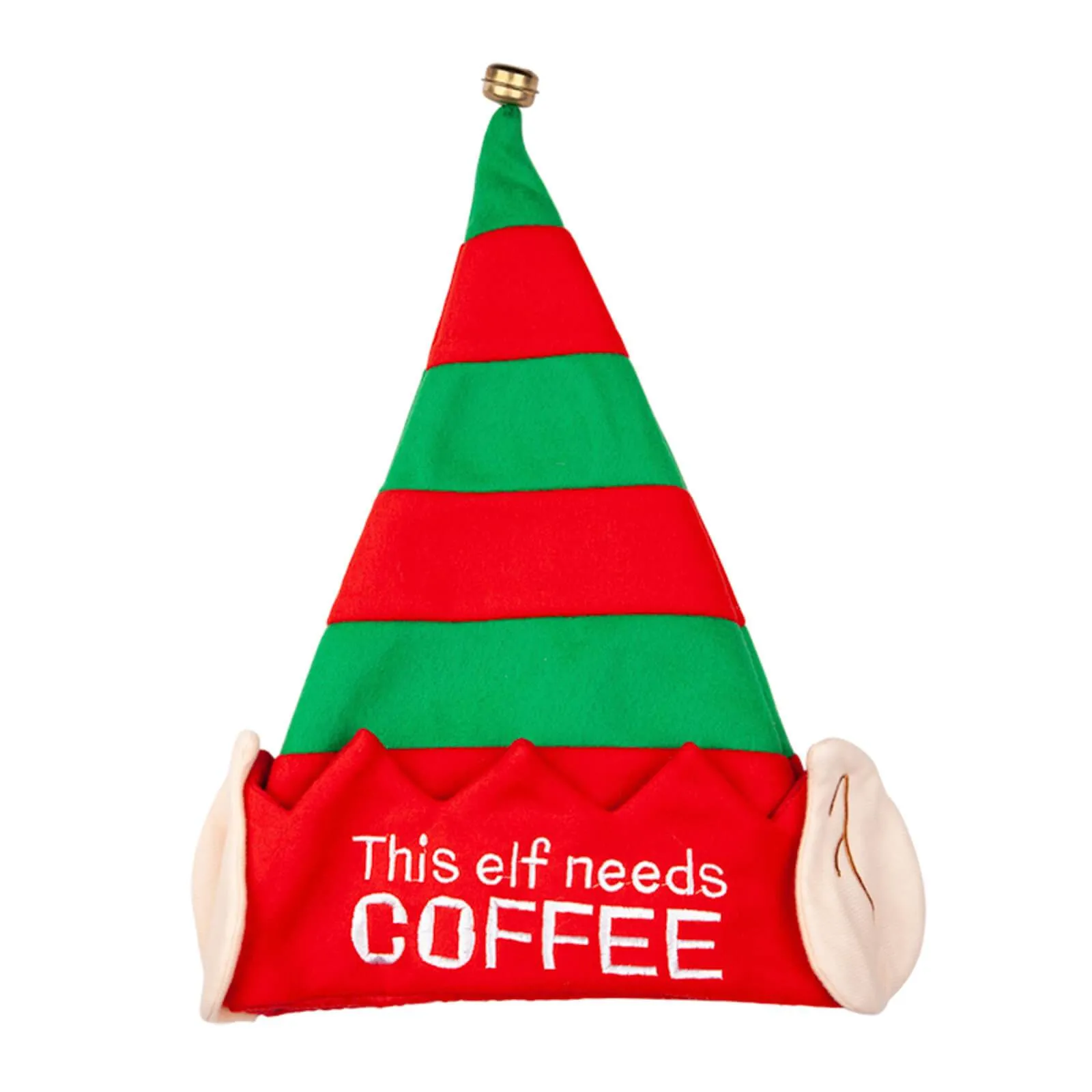 Adults Christmas Hat This Elf Needs Slogan Jingle Bell Red Green