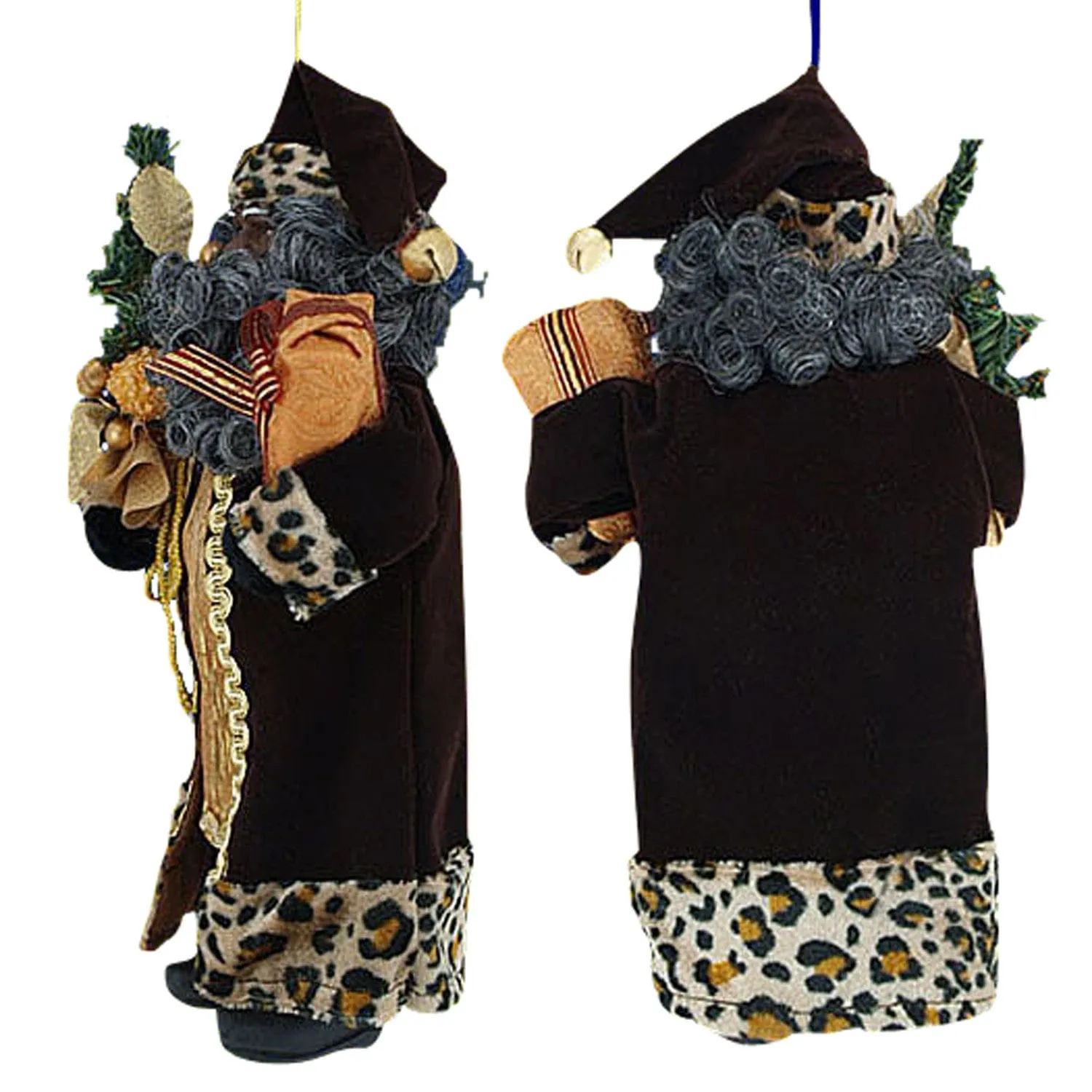 African American Leopard Santa Claus Figurine