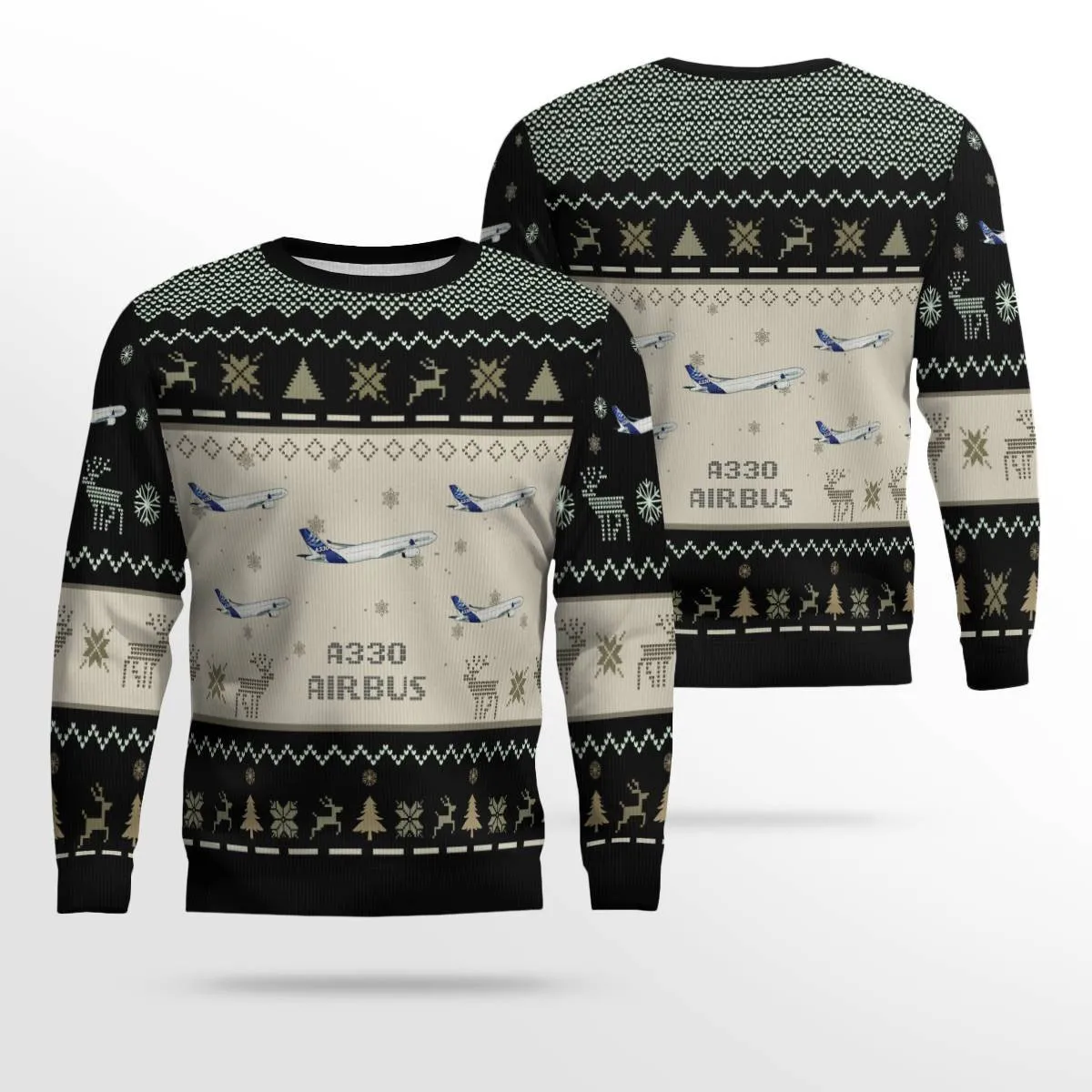 Airbus A330 Aircraft Multicolor Ugly Christmas Sweater, Idea Gift for Men Dad Christmas