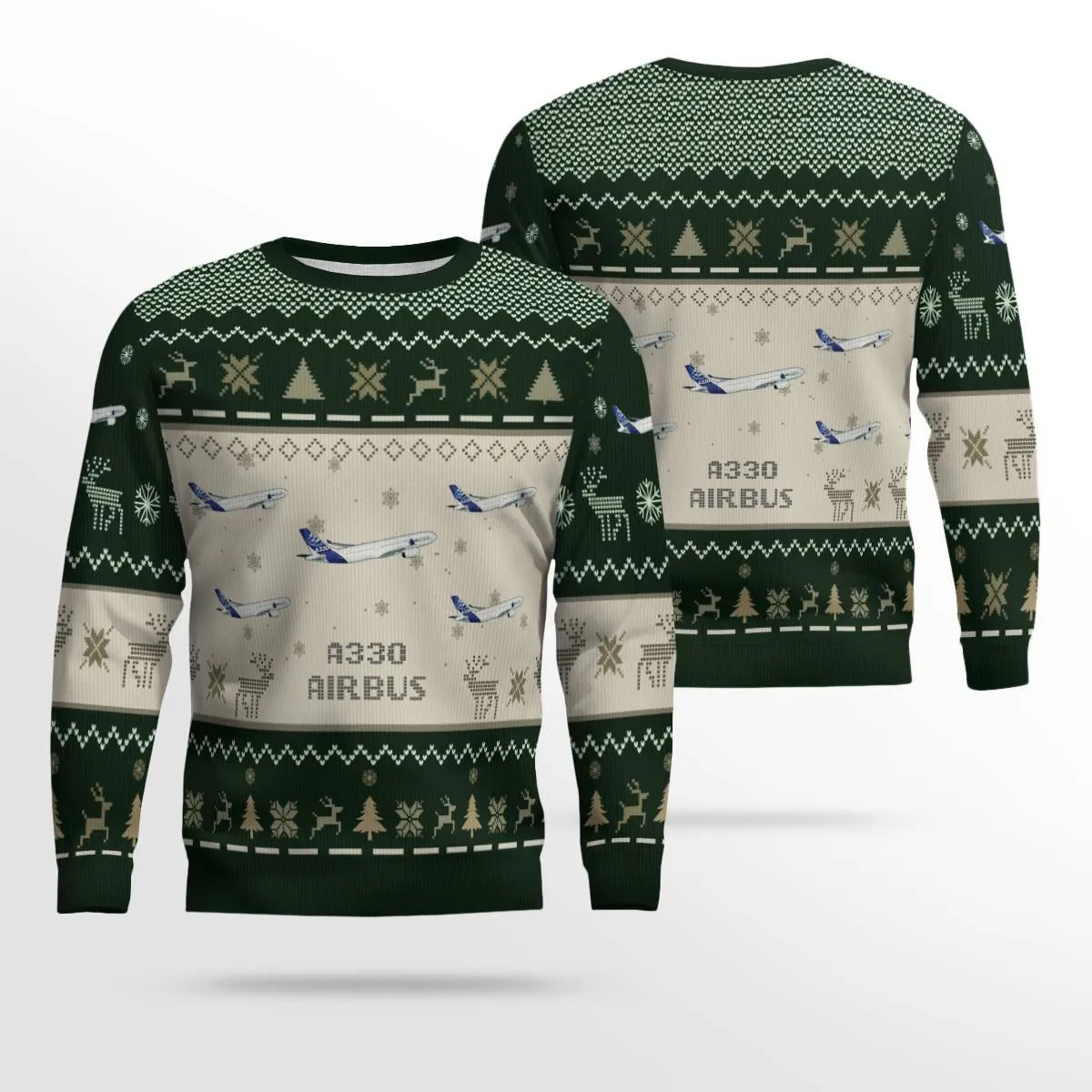 Airbus A330 Aircraft Multicolor Ugly Christmas Sweater, Idea Gift for Men Dad Christmas