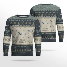 Airbus A330 Aircraft Multicolor Ugly Christmas Sweater, Idea Gift for Men Dad Christmas