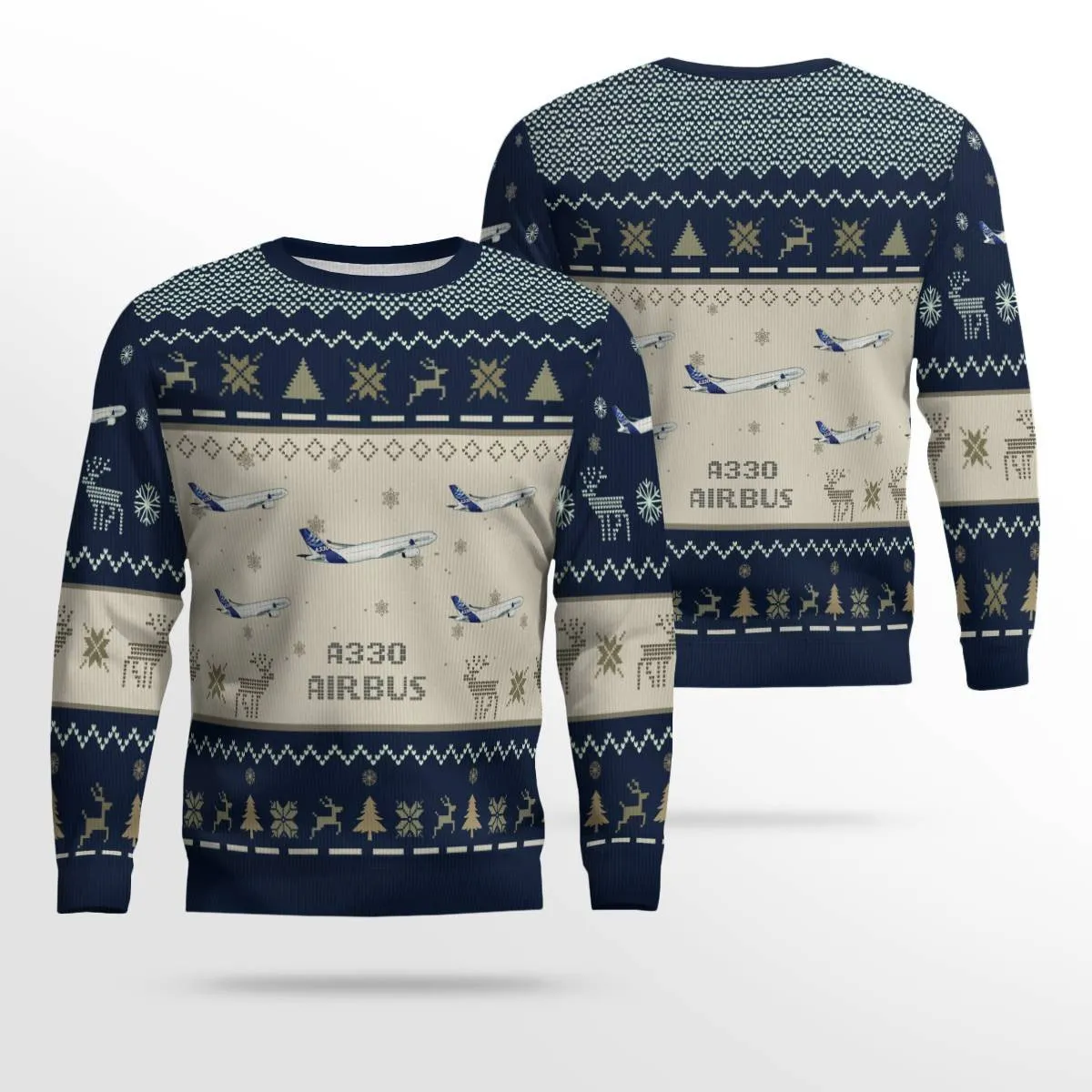 Airbus A330 Aircraft Multicolor Ugly Christmas Sweater, Idea Gift for Men Dad Christmas