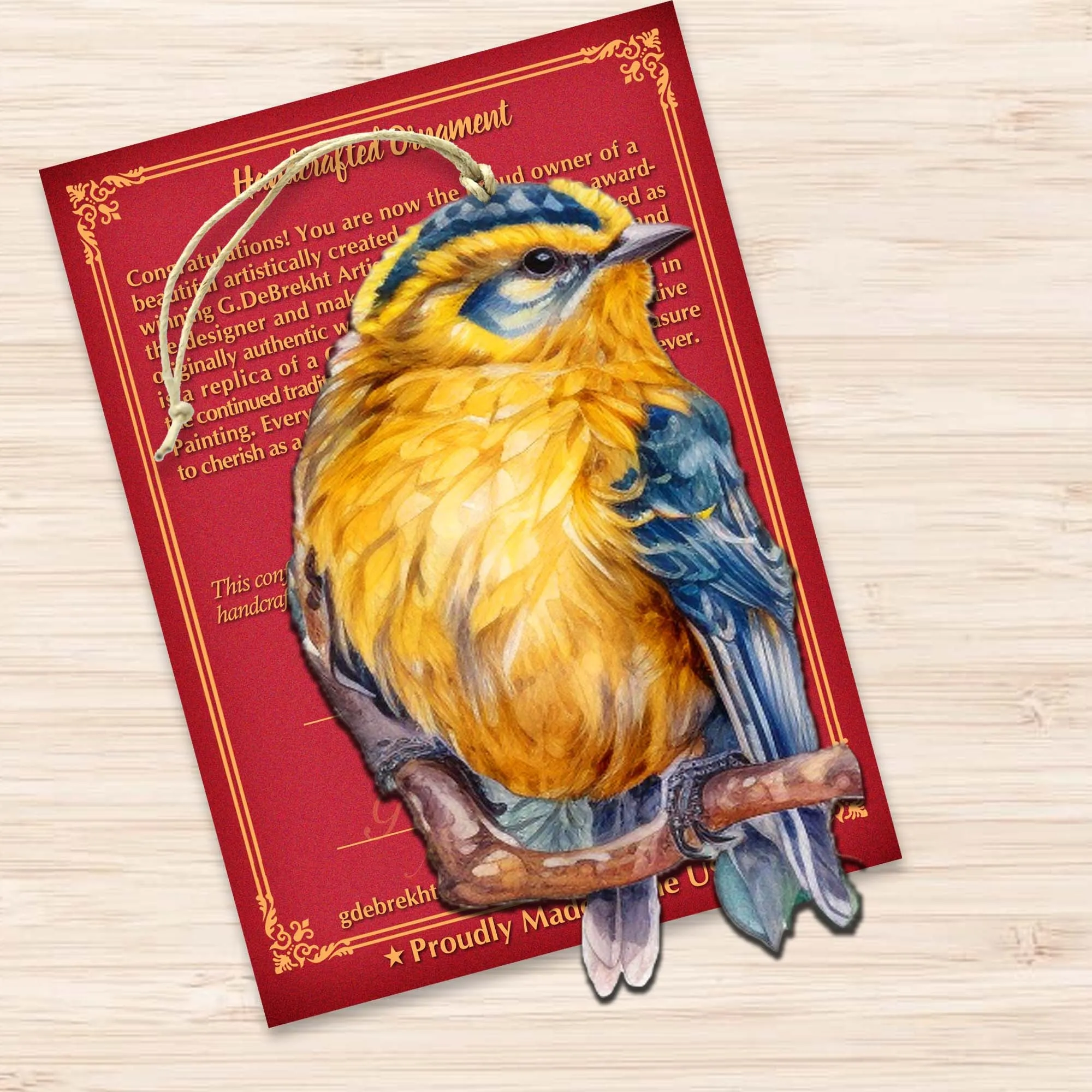 Alaskan Forest Bird Wooden Ornaments by G.Debrekht - Wildlife Holiday Décor - 8710005-4