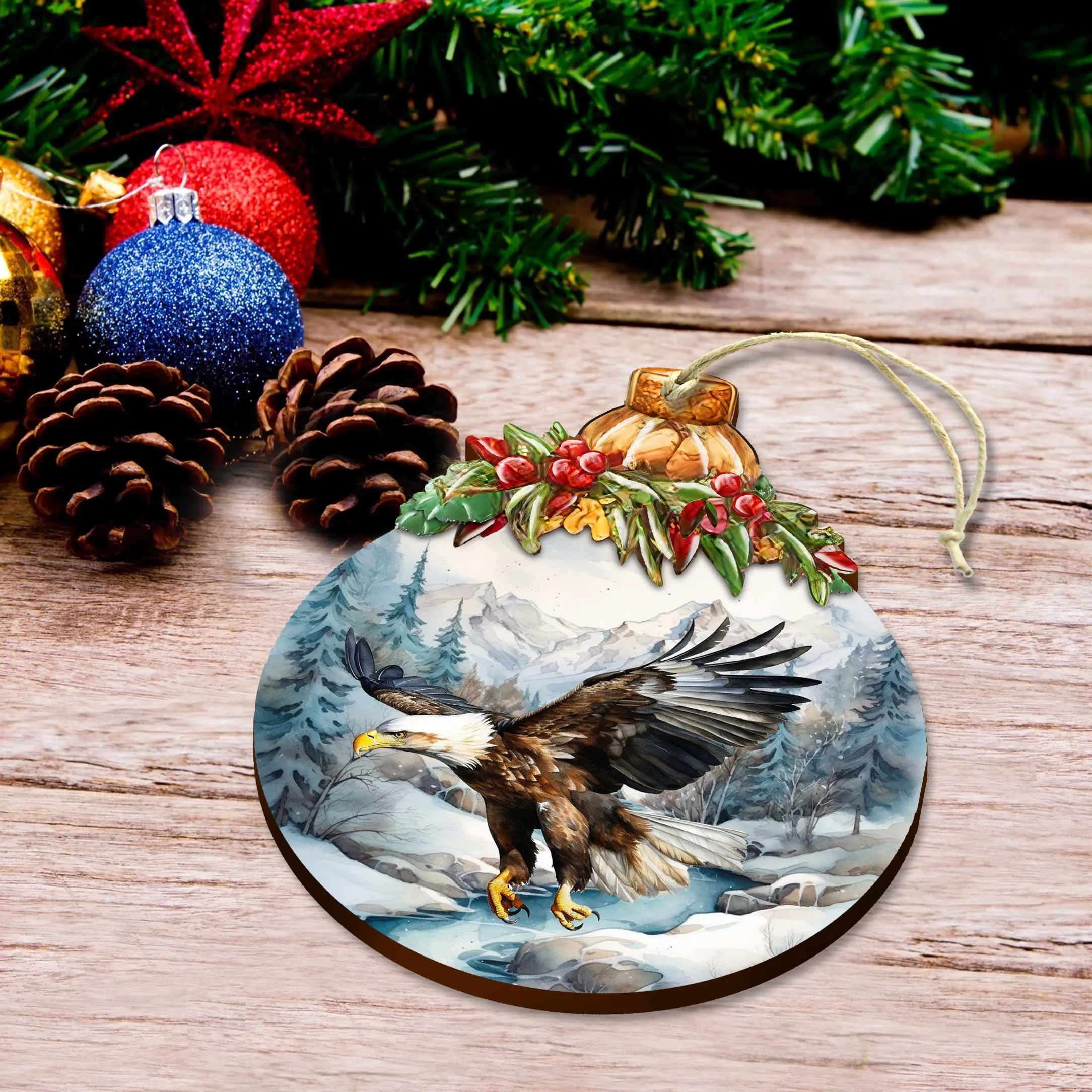 Alaskan Graceful Eagle Wooden Ornaments by G.Debrekht - Wildlife Holiday Décor - 870030