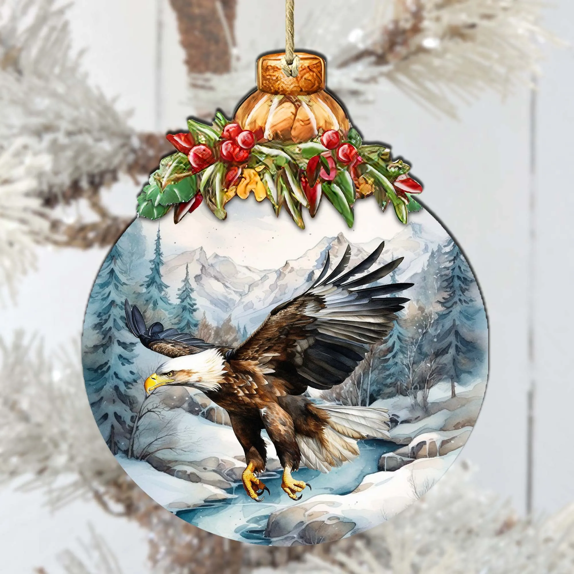 Alaskan Graceful Eagle Wooden Ornaments by G.Debrekht - Wildlife Holiday Décor - 870030