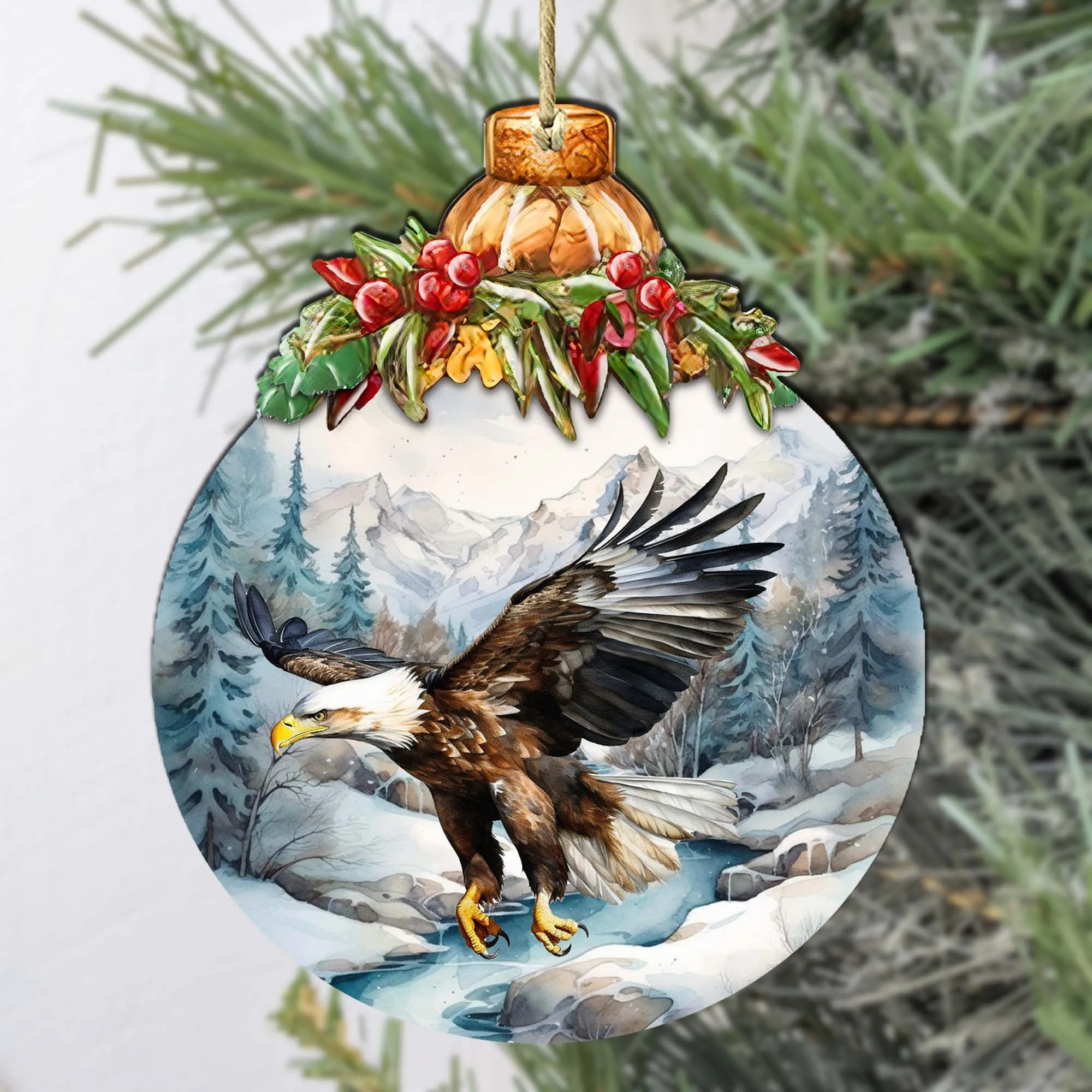 Alaskan Graceful Eagle Wooden Ornaments by G.Debrekht - Wildlife Holiday Décor - 870030