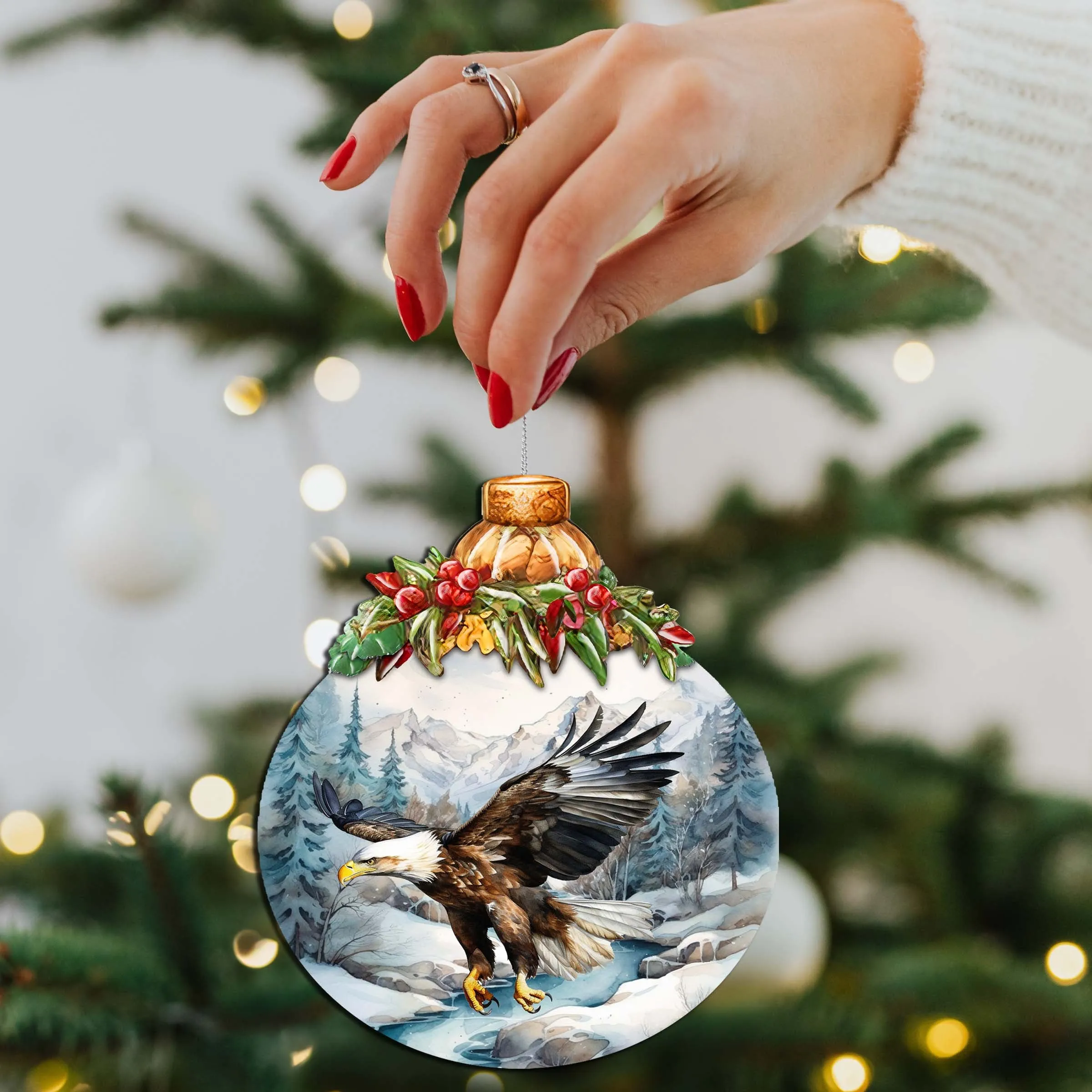 Alaskan Graceful Eagle Wooden Ornaments by G.Debrekht - Wildlife Holiday Décor - 870030
