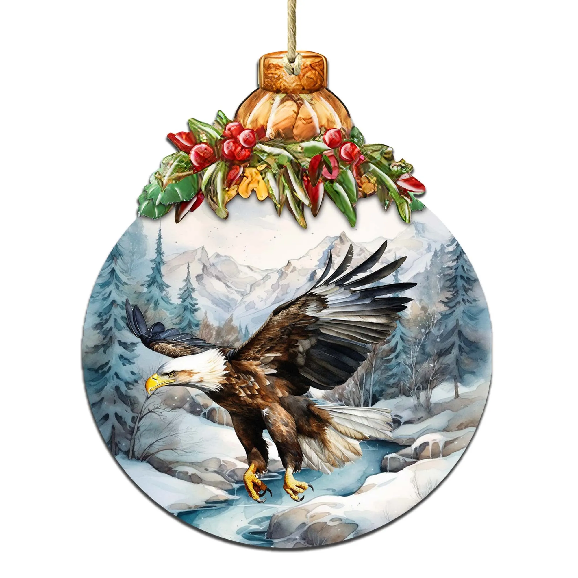 Alaskan Graceful Eagle Wooden Ornaments by G.Debrekht - Wildlife Holiday Décor - 870030