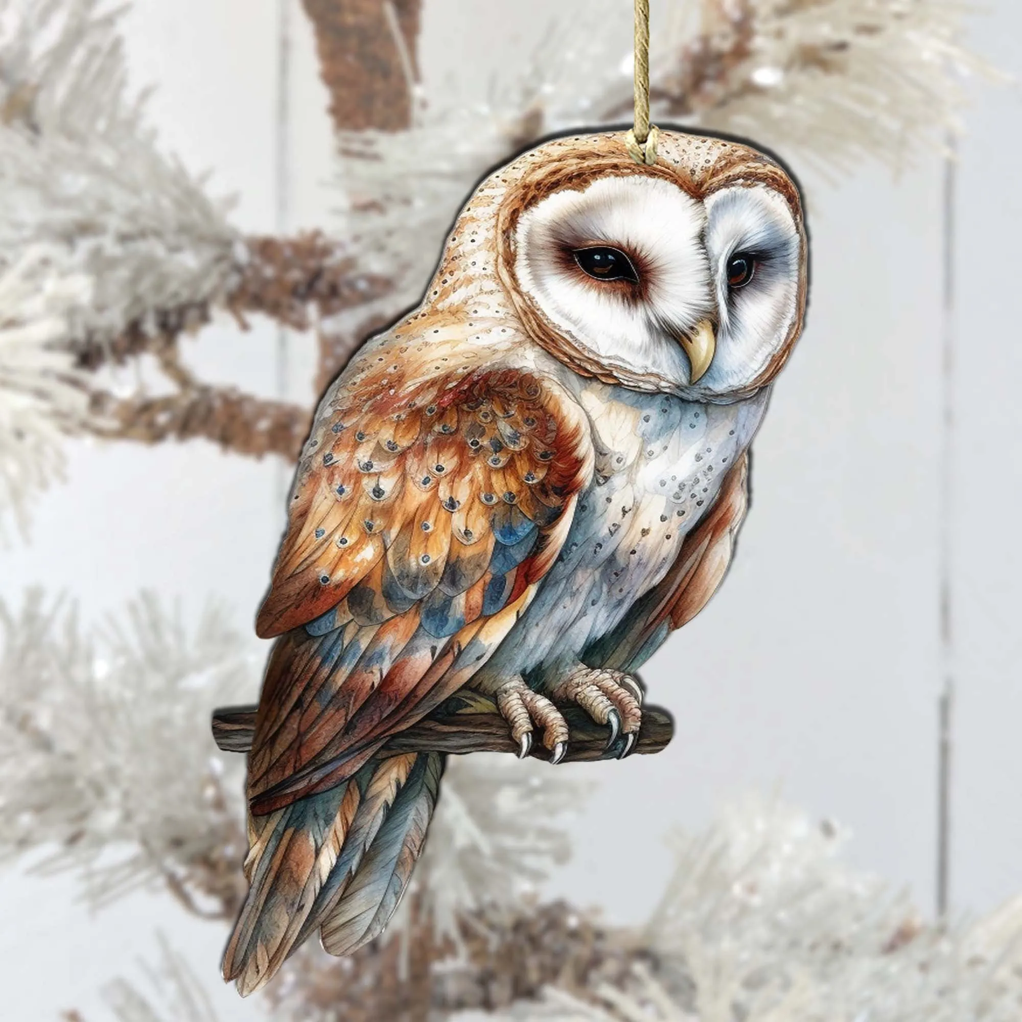 Alaskan Short-eared Owl Wooden Ornaments by G.Debrekht - Wildlife Holiday Décor - 8710004-4