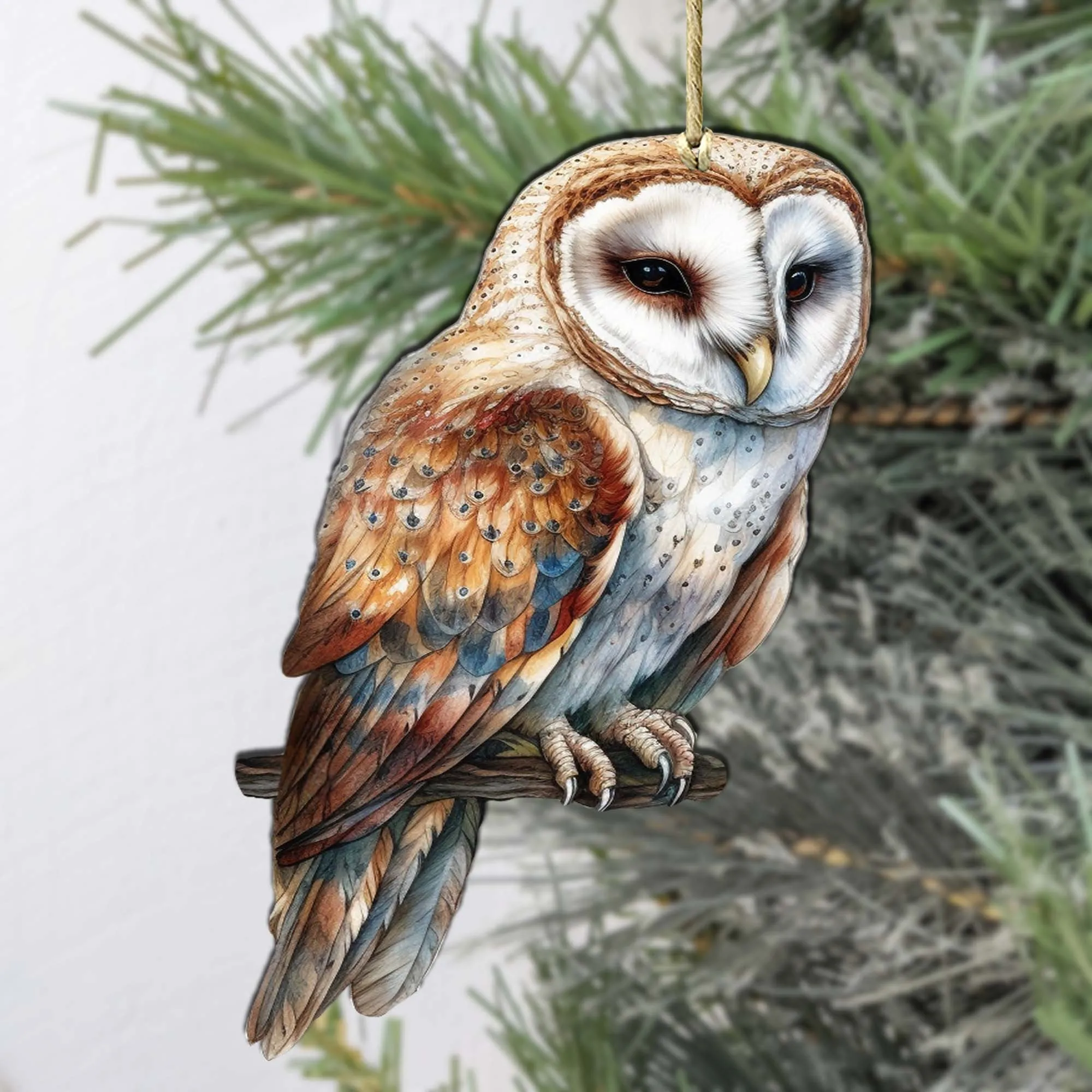 Alaskan Short-eared Owl Wooden Ornaments by G.Debrekht - Wildlife Holiday Décor - 8710004-4