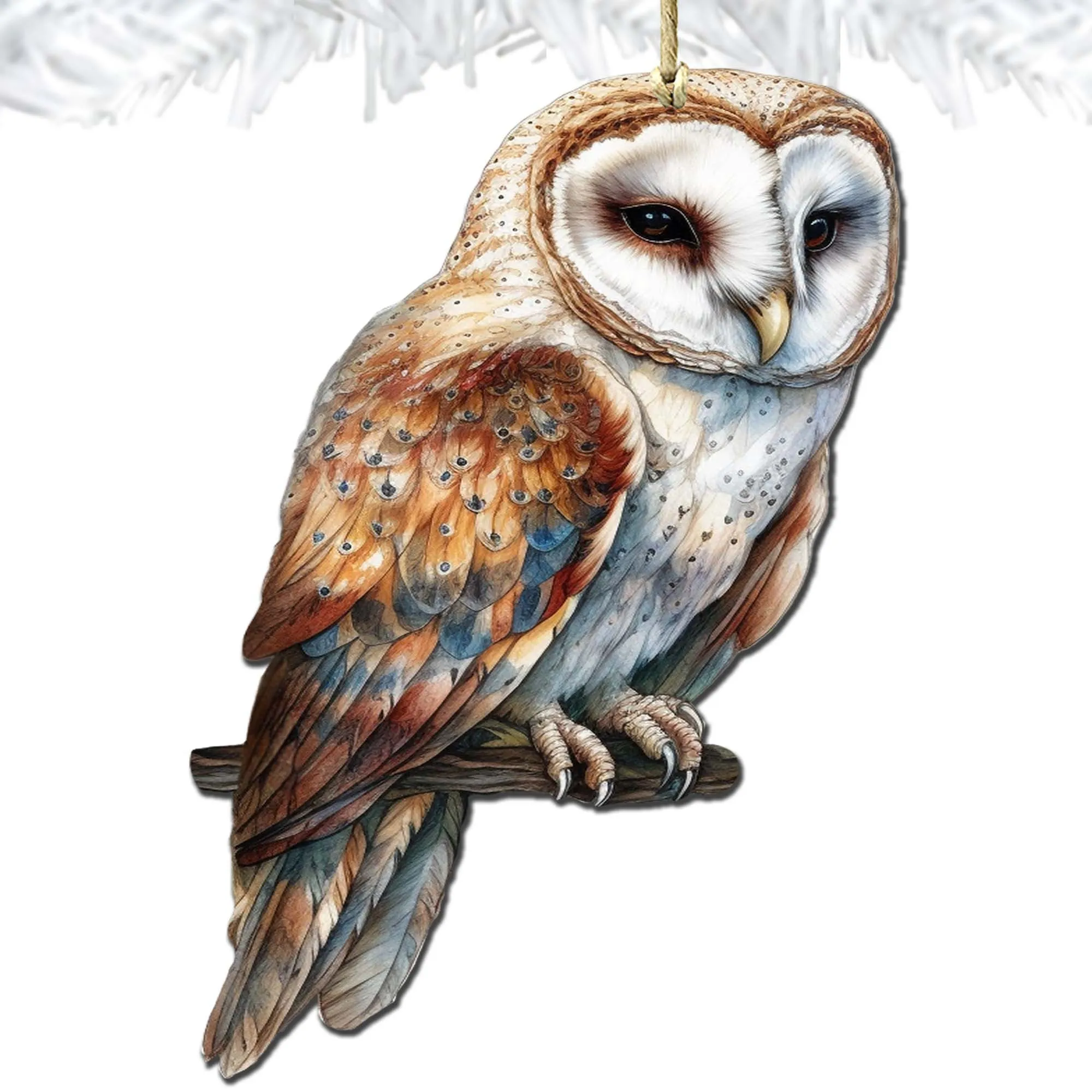 Alaskan Short-eared Owl Wooden Ornaments by G.Debrekht - Wildlife Holiday Décor - 8710004-4