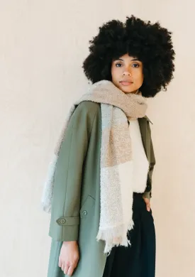 Alpaca Oversized Scarf in Neutral Check