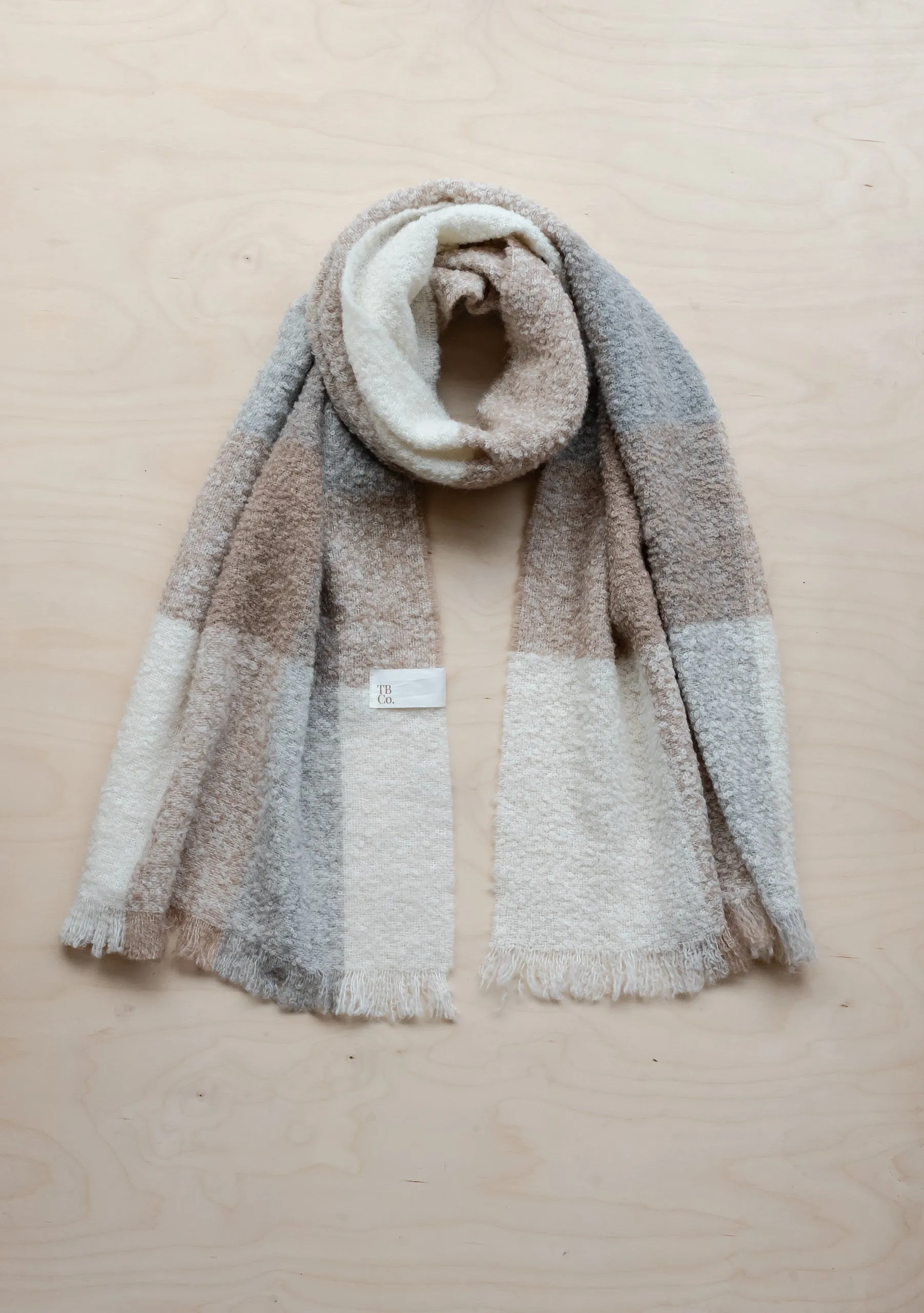 Alpaca Oversized Scarf in Neutral Check