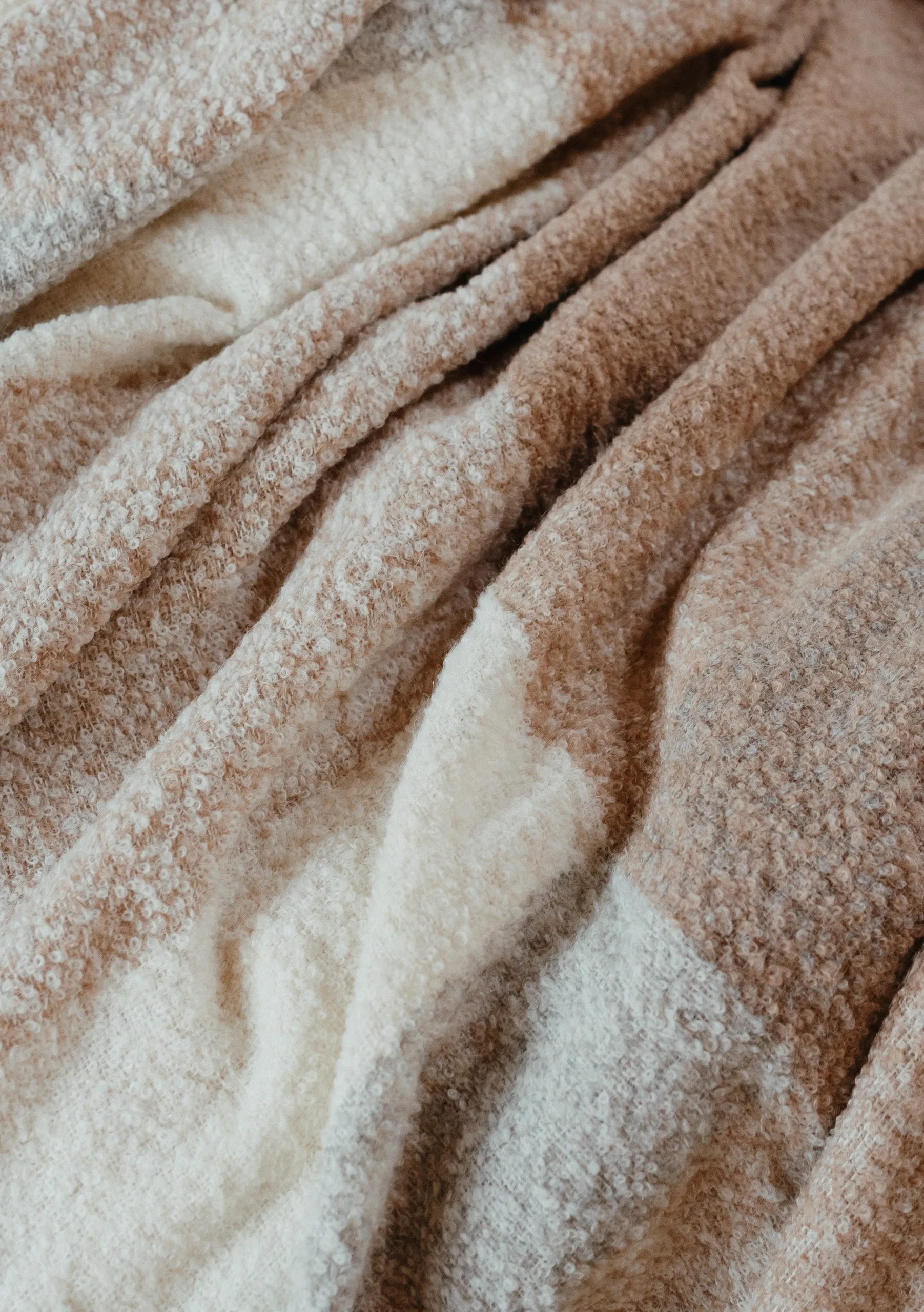 Alpaca Oversized Scarf in Neutral Check