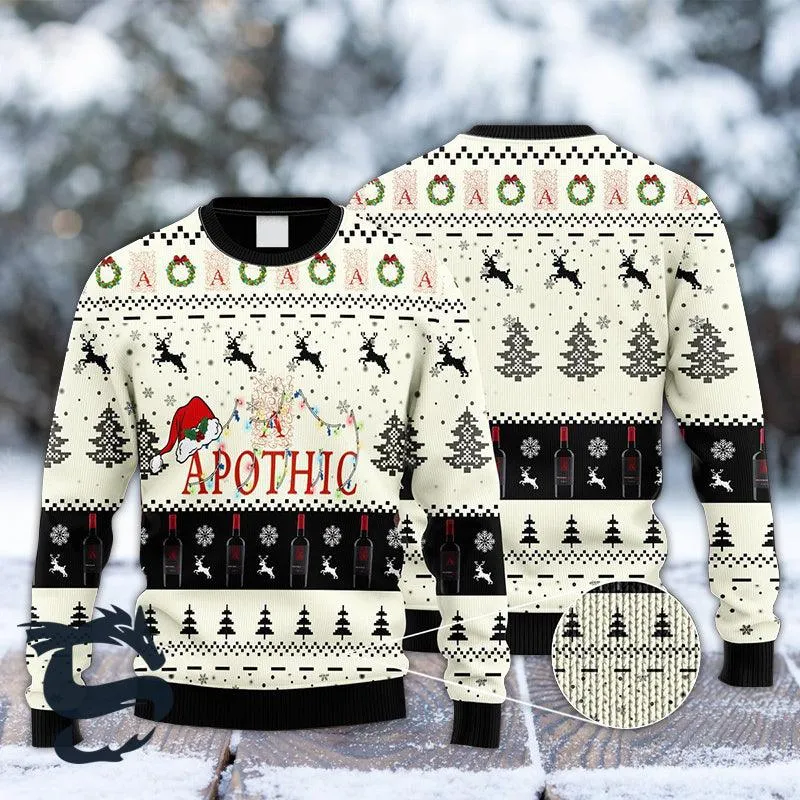 Apothic Wine Reindeer Snowy Night Ugly Sweater
