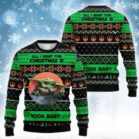 Baby Yoda All I Want For Christmas Is Ugly Sweater