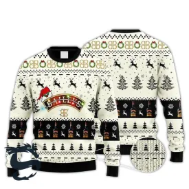 Baileys Irish Cream Reindeer Snowy Night Ugly Sweater