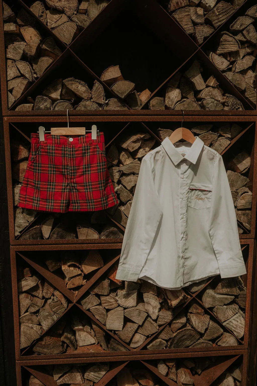 Boys Red Tartan Shirt and Short Set