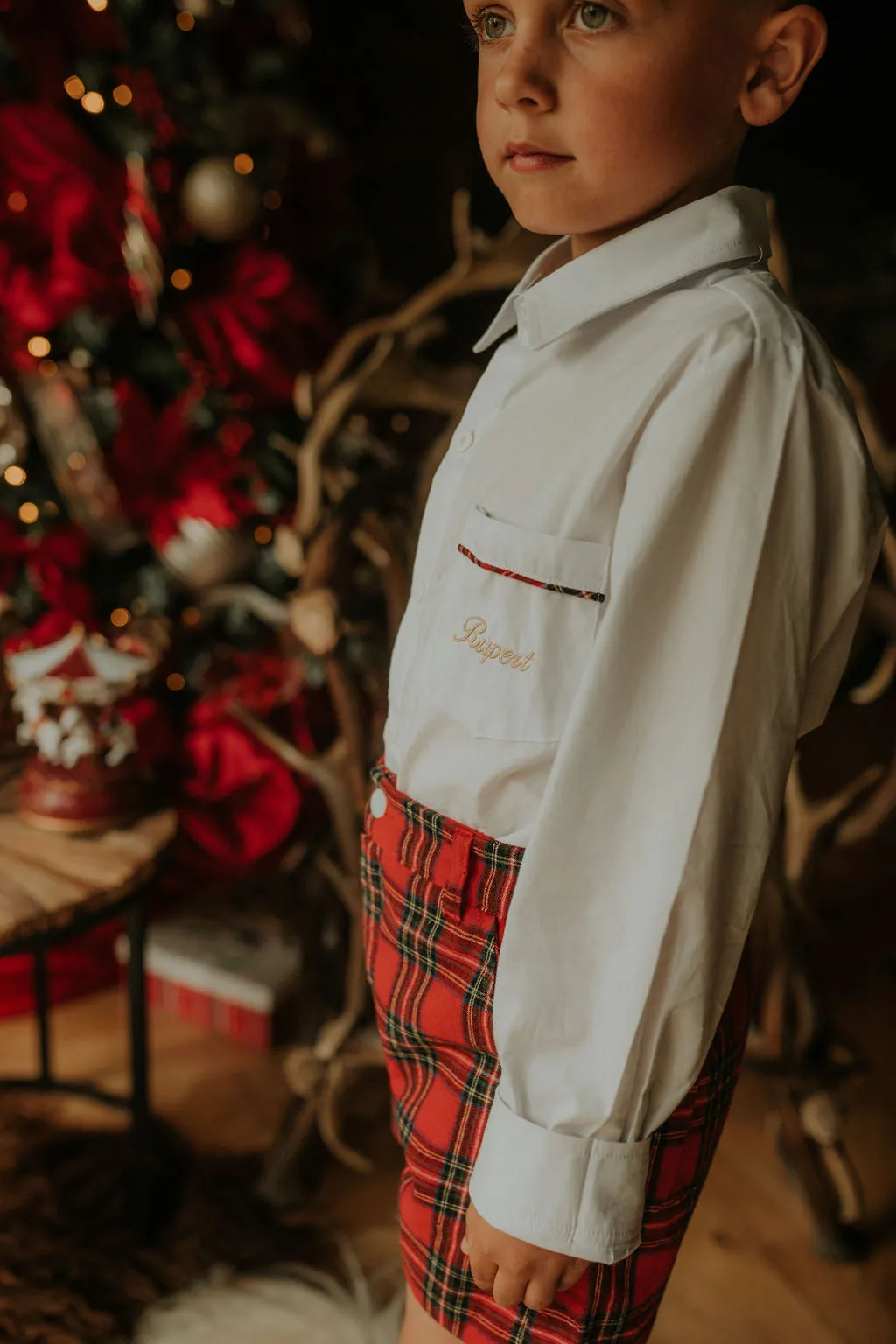 Boys Red Tartan Shirt and Short Set
