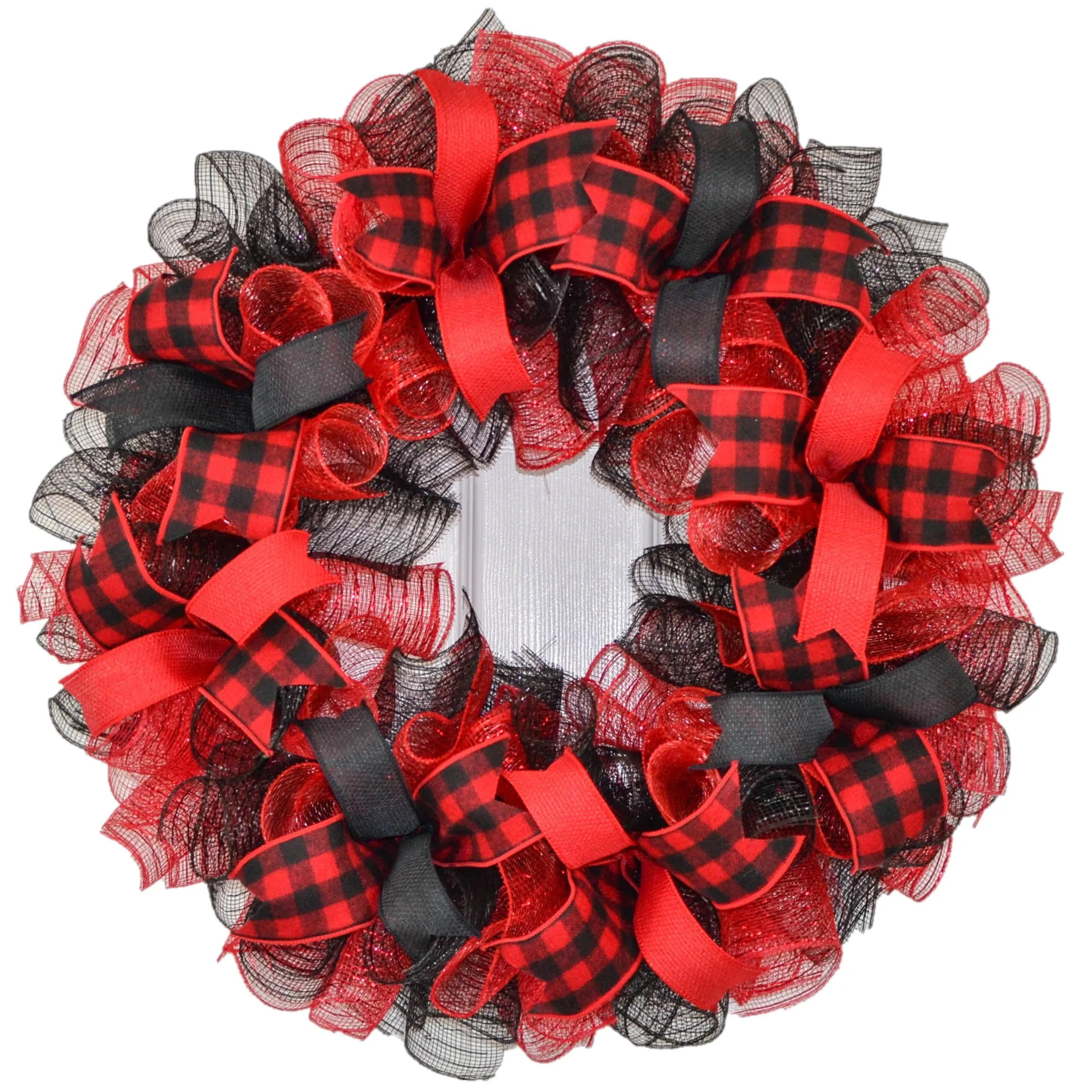 Buffalo Plaid Check Bow Christmas Tree Toppers