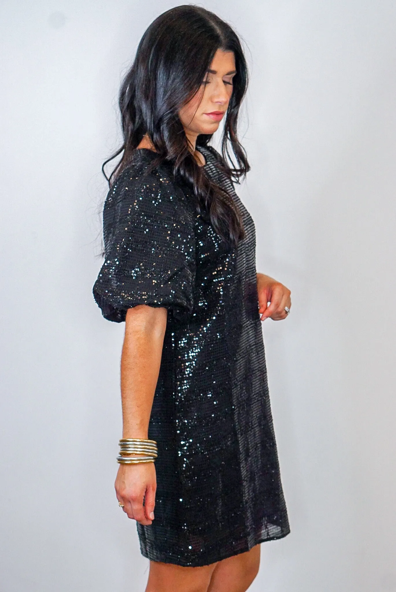 Chasing Midnight Black Sequin Dress
