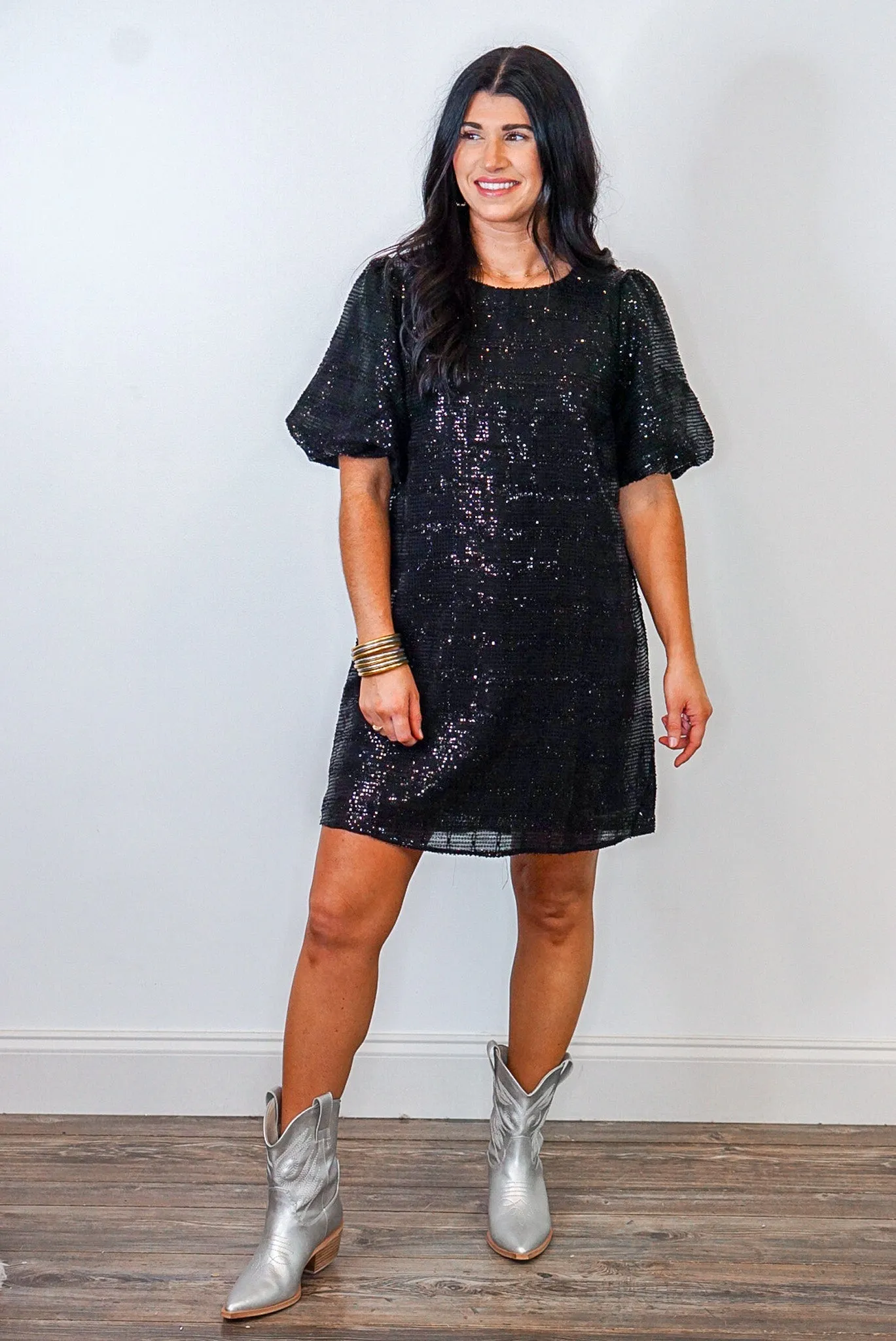 Chasing Midnight Black Sequin Dress