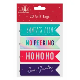 Christmas Flag Shaped Gift Tags - 20 Pack Festive Xmas Holiday Present Wrapping Decoration