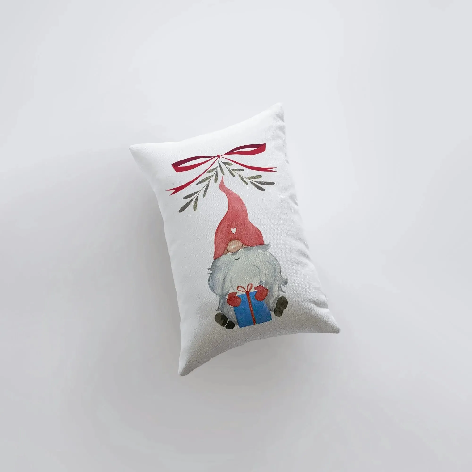 Christmas Gnome Blue Gift Red Hat | 12x18 | Christmas Throw Pillow | Merry Christmas | Home Décor | Christmas Décor | Christmas Gift