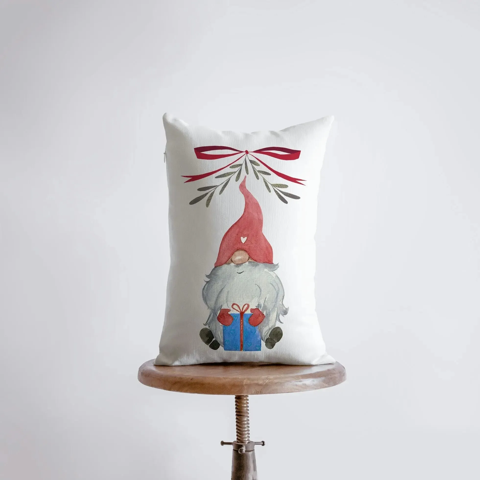 Christmas Gnome Blue Gift Red Hat | 12x18 | Christmas Throw Pillow | Merry Christmas | Home Décor | Christmas Décor | Christmas Gift