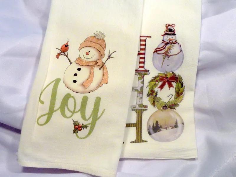 Christmas towel, Snowman towel, Flour sack towels for Christmas