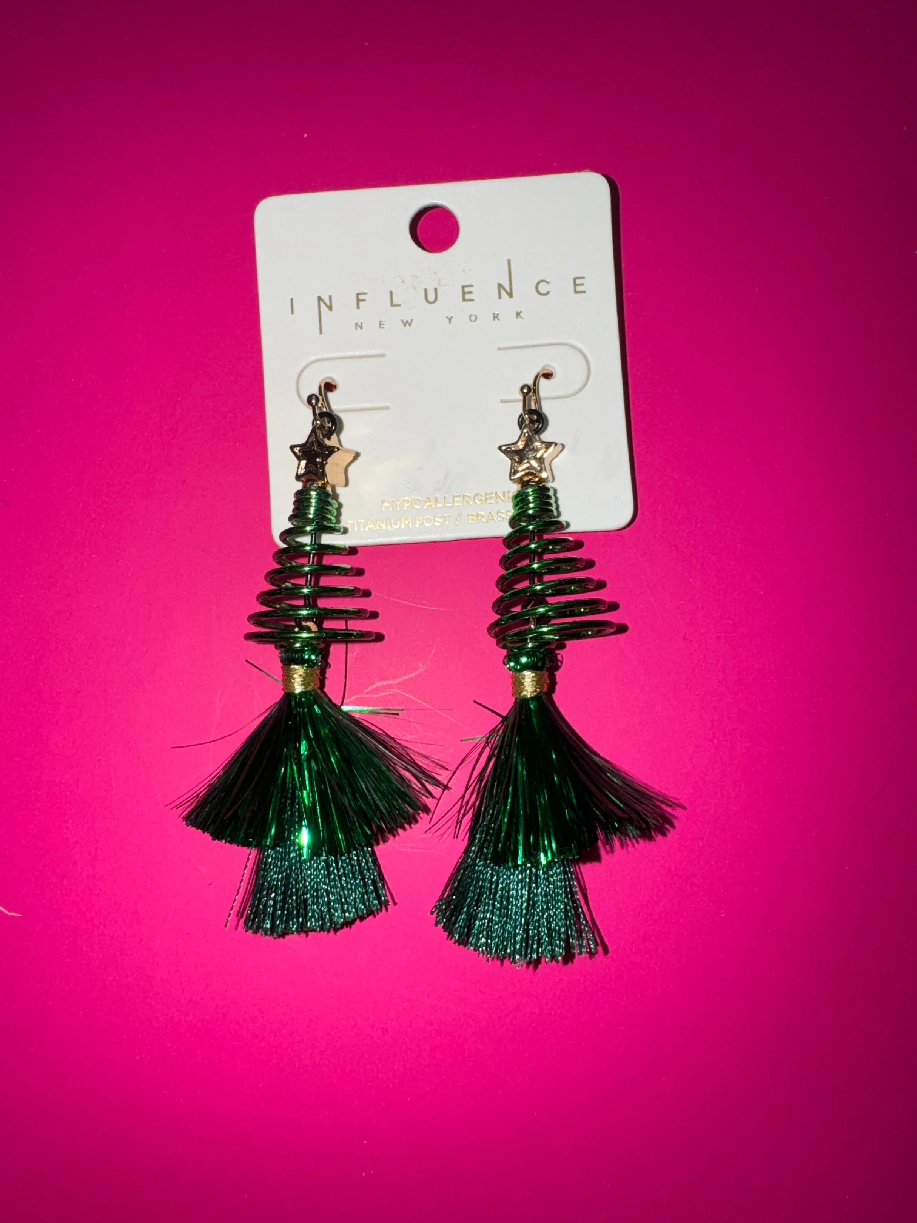 Christmas Tree Tassel Earrings