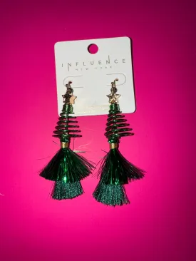 Christmas Tree Tassel Earrings